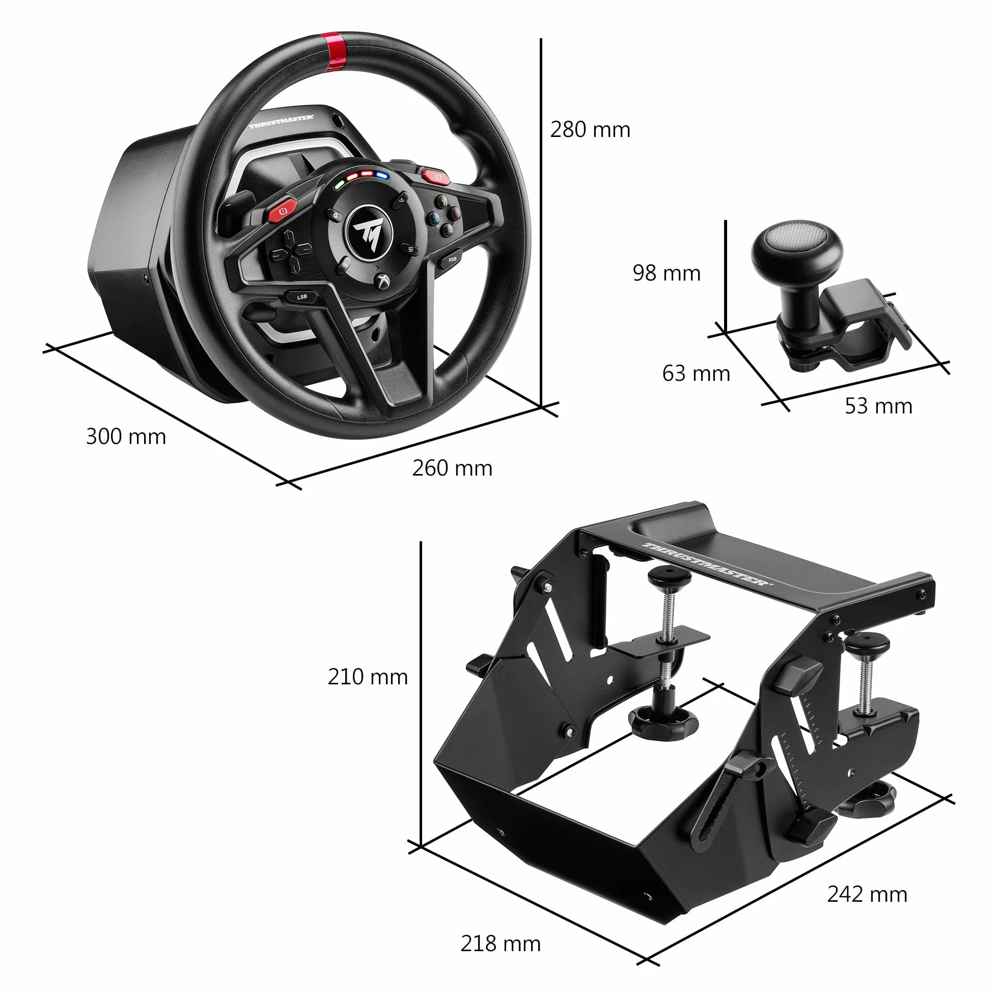 Thrustmaster T128 SimTask Pack, Kierownica Wyścigowa T128, Układ Mocowania Steering Kit do Gier Symulacyjnych