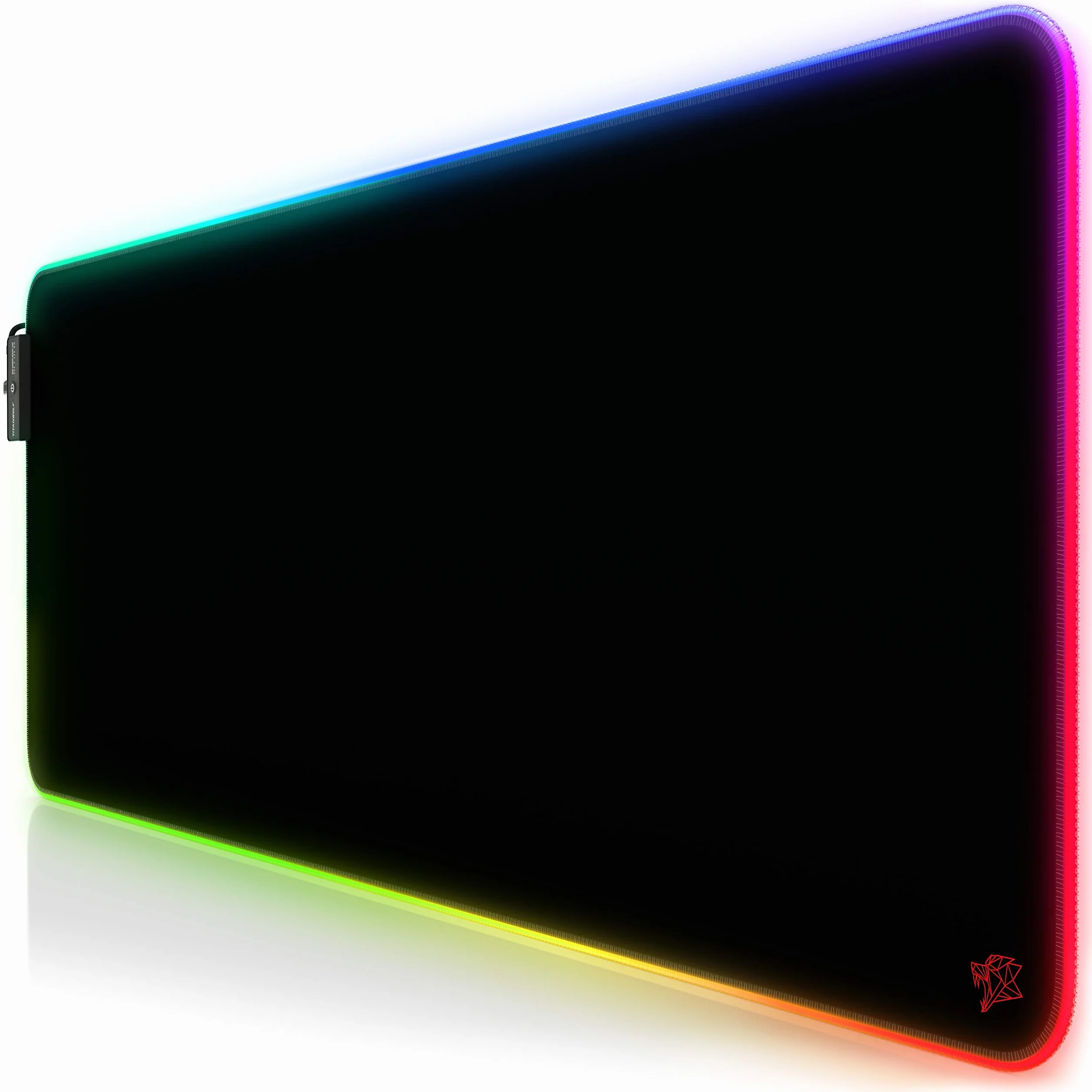 CSL-Computer Titanwolf gamingowa podkładka pod mysz RGB, podkładka na biurko, 800 x 300 mm, XXL podkładka pod mysz, LED, wielokolorowa, 11 trybów oświetlenia, 7 kolorów LED, plus 4 tryby efektu, zmywalna, czarna
