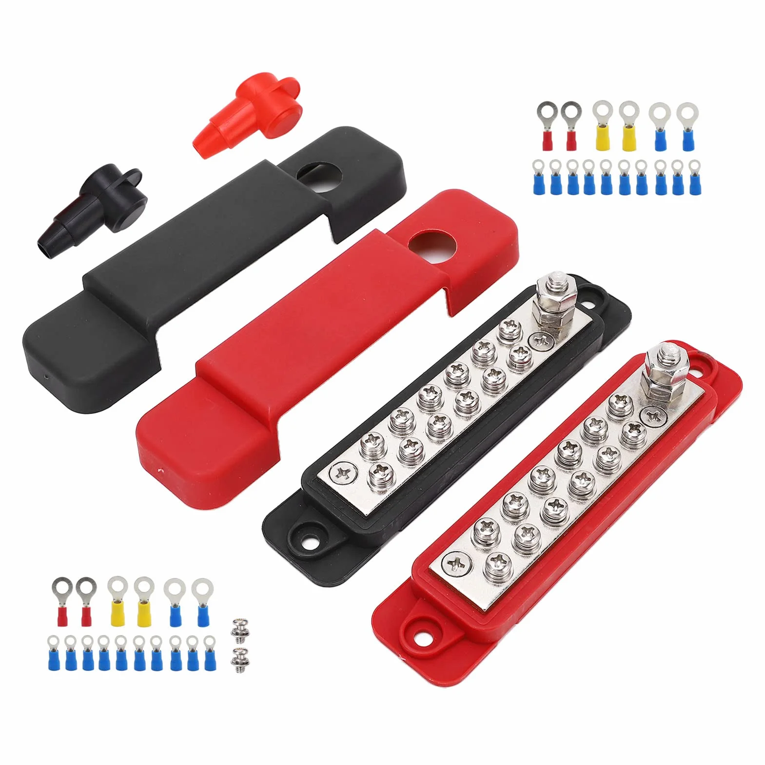 Blok Dystrybucji Zasilania 12 Way 12V 180A Szyna Zbiorcza z pokrywą 32 szt. Terminal Blok Dystrybucji Zasilania Szyna Zbiorcza do łodzi Pojazd Samochodowy Marine