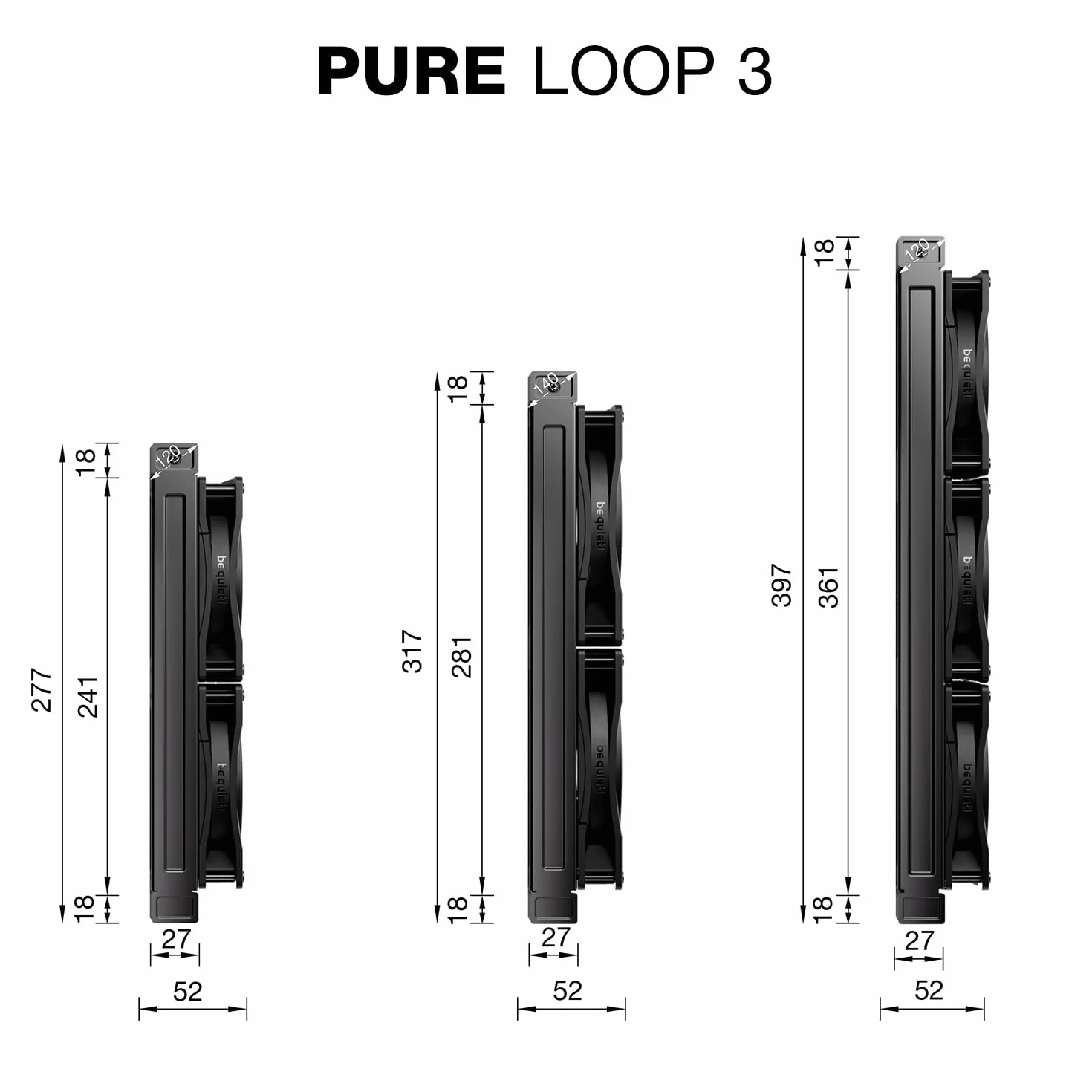 be quiet! Pure Loop 3 240 mm All-in-One chłodzenie wodne do lekko podkręconych systemów AMD/Intel, 2 x wentylatory Pure Wings 3 120 mm PWM, wysokie ciśnienie statyczne, cicha pompa PWM