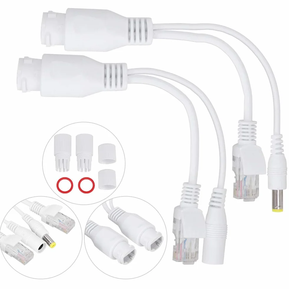 Poe Splitter 12V Power Over Ethernet Pasywny Adapter Poe Rozdzielacz Kabli Wtryskiwacz Wodoodporny Czarny (Biały)