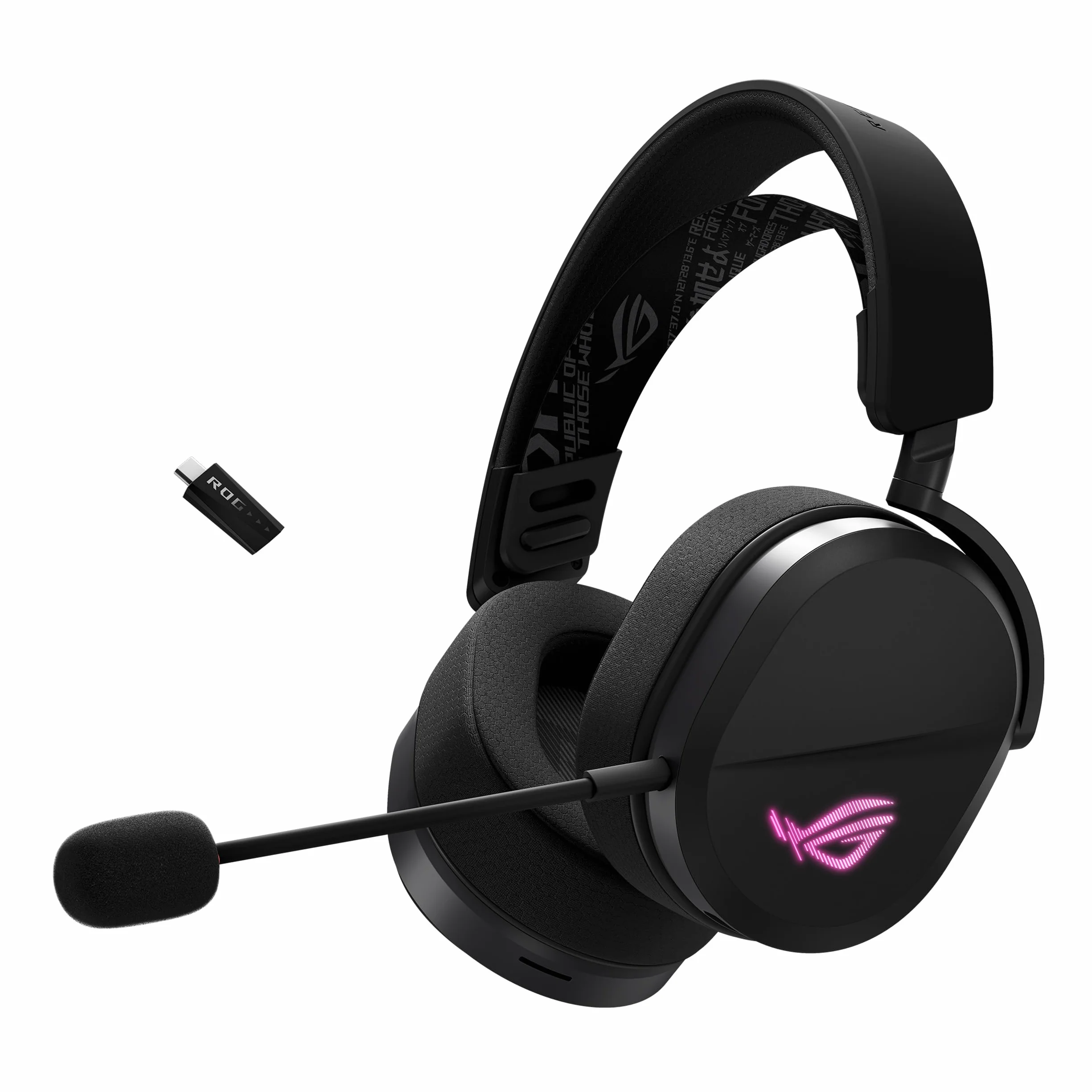 ASUS ROG Pelta bezprzewodowy zestaw słuchawkowy do gier RGB (ROG SpeedNova, Bluetooth, 2,4 GHz, USB-C, przetworniki membrany tytanowej 50 mm, ROG, super szerokopasmowy mikrofon boom 10 mm, lekki 309