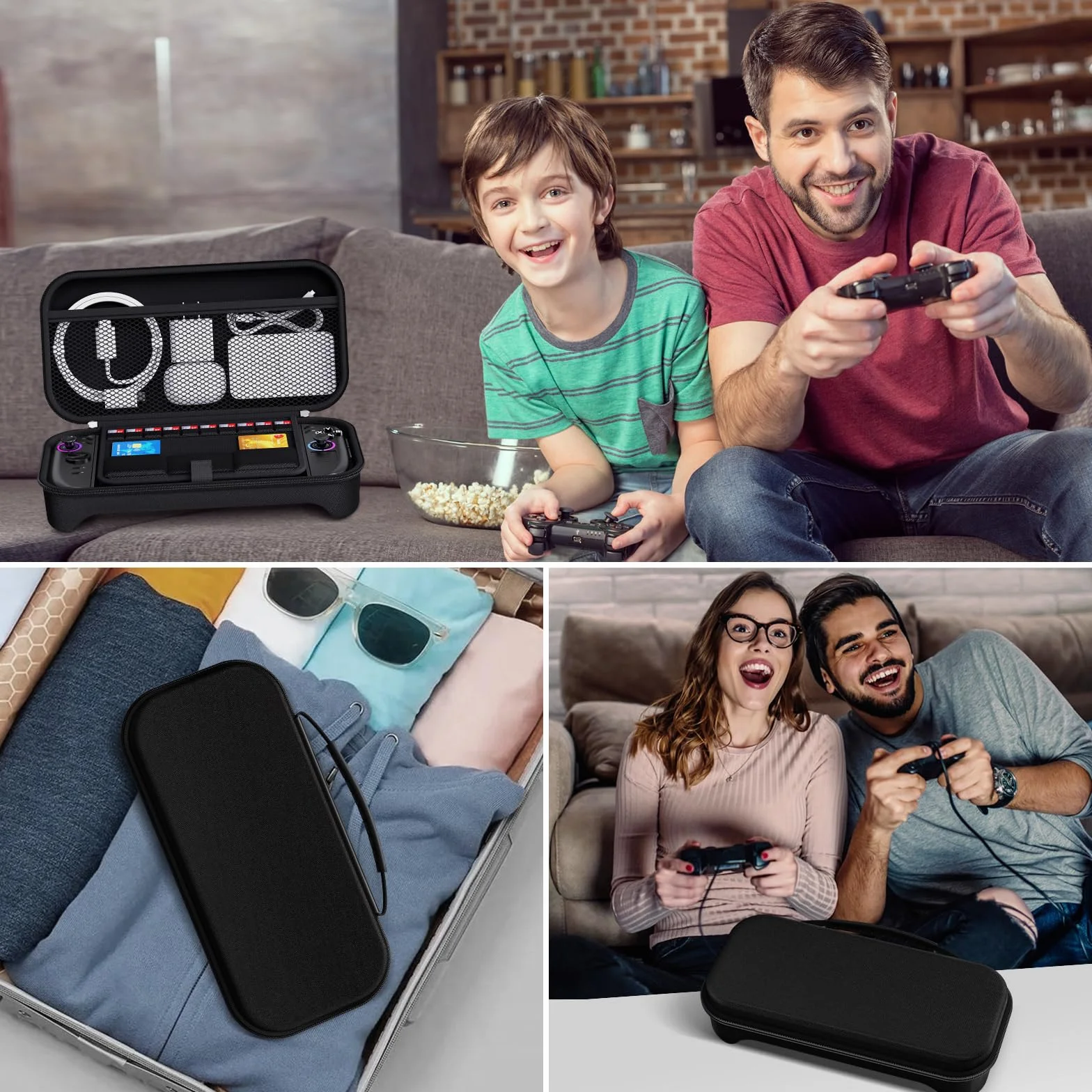 iVoler Twarde etui do Lenovo Legion Go Gen 2, odporna na wstrząsy torba transportowa z miejscem do ładowania stacji dokującej, zawiera 8 kart MicroSD i 2 kart kredytowych, czarny