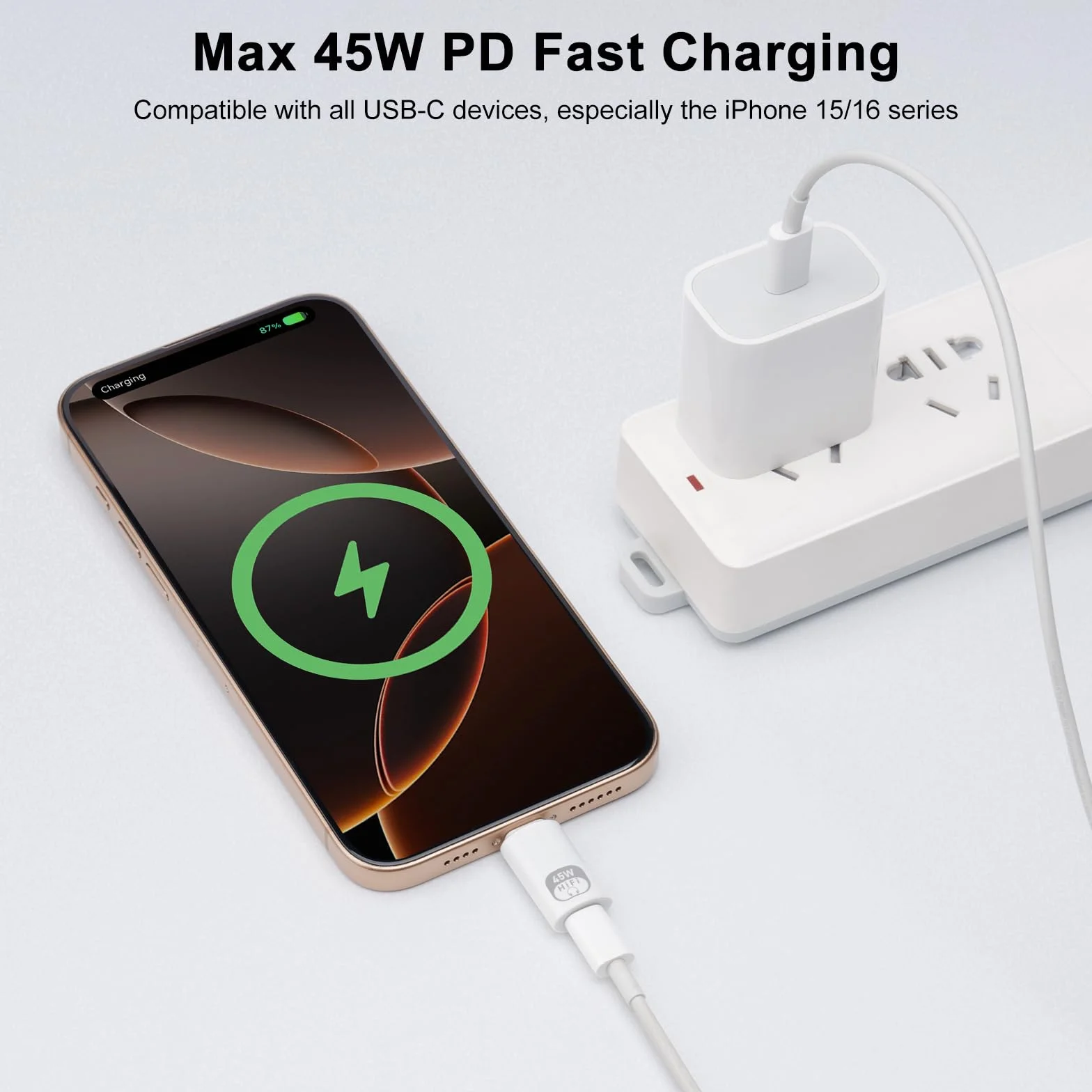 Adapter audio USB C na Lightning, 3w1 typu C męski na Lightning żeński z konwerterem danych i ładowaniem dla iPhone'a 16/15 Series, iPada i innych (biały)