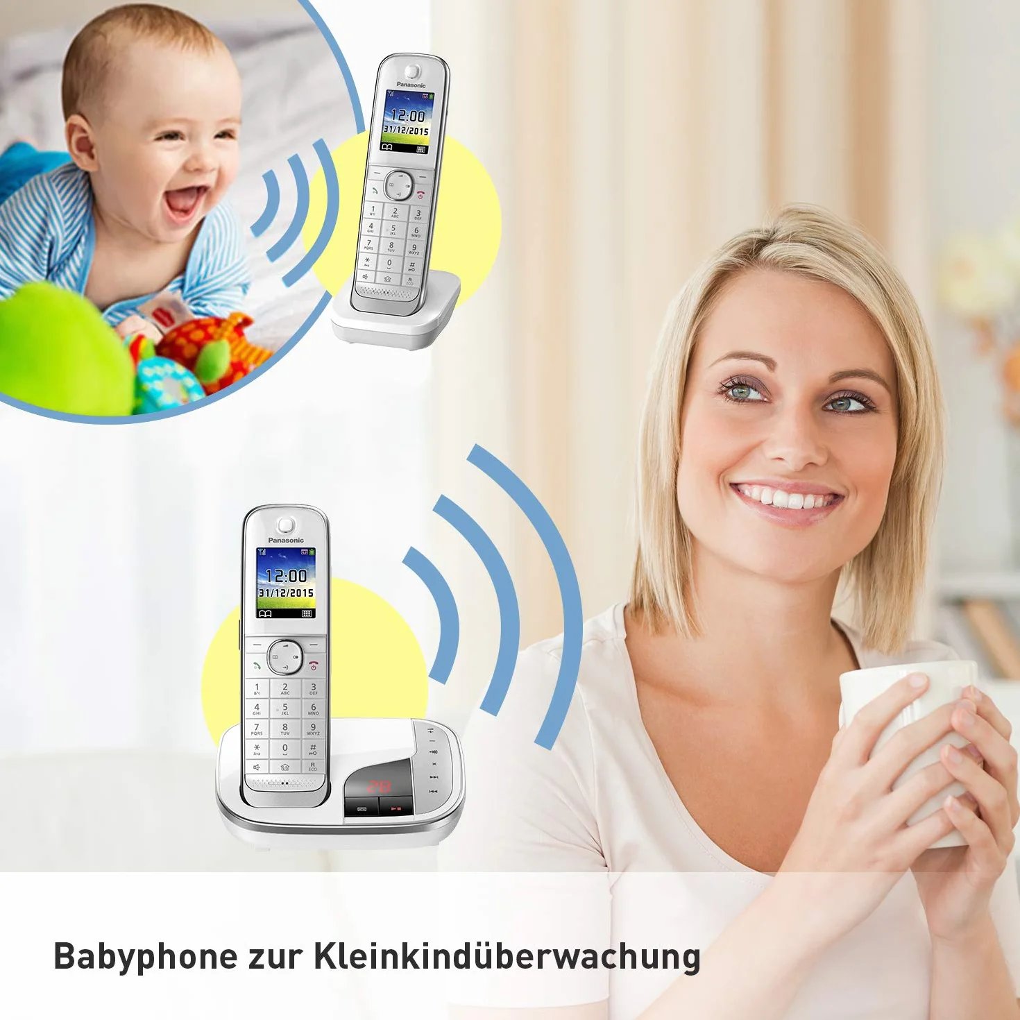 Panasonic KX-TGJ322GW telefon rodzinny z automatyczną sekretarką (telefon bezprzewodowy DUO, niski poziom promieniowania, ochrona przed połączeniami, stacja bazowa DECT) biały