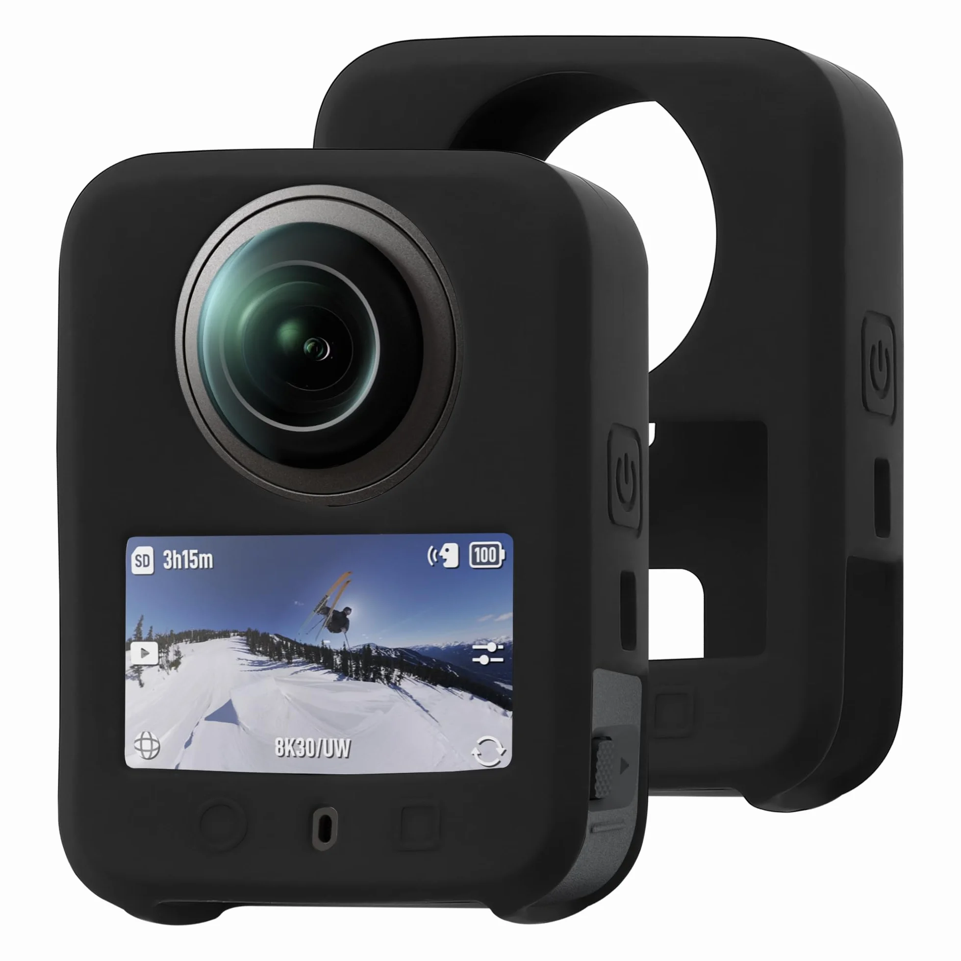 Osmo 360 Silikonowe Etui - Ochronne Etui na Obiektyw Aparatu Odporne na Zarysowania i Wstrząsy do DJI Osmo 360 Akcesoriów do Aparatu (Czarne)