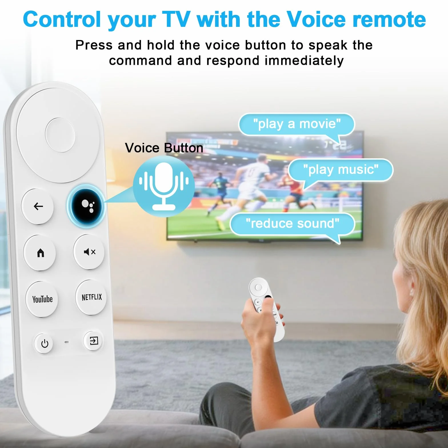 Pilot do Google Chromecast, pilot do Google TV HD/4K, GA01919-US GA01920-US (tylko pilot zdalnego sterowania), kompatybilny z Chromecast TV 4 K, sterowanie głosem (1)