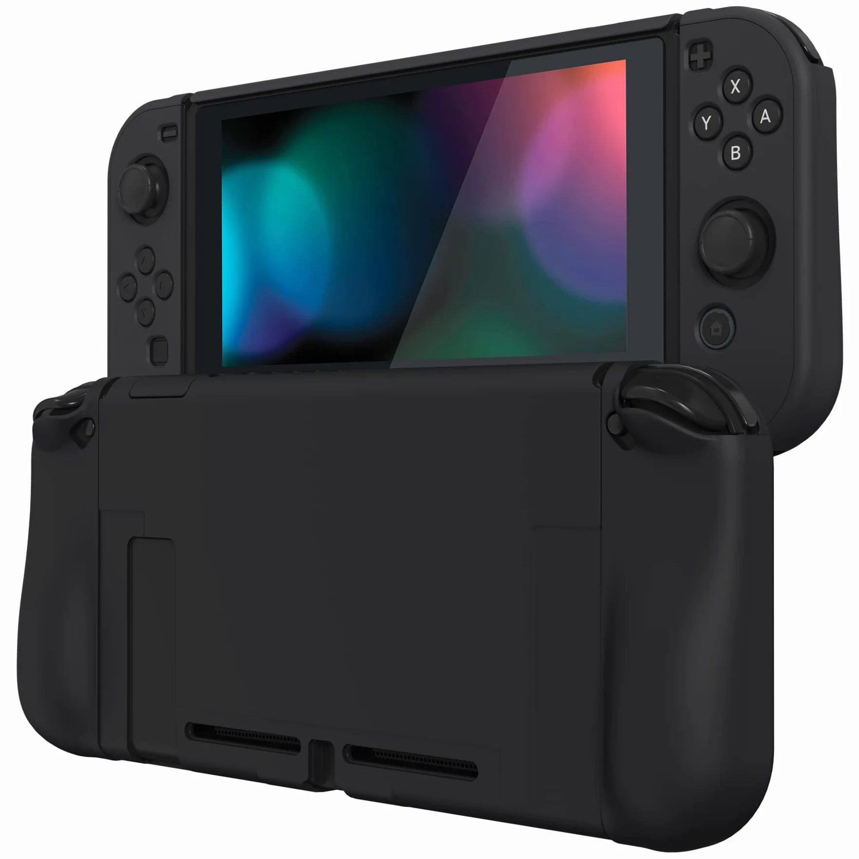PlayVital UPGRADED Ergonomiczny Etui Ochronny na Konsolę do Switch,NS Odpinany Hard Case Futerał Ochronny do Switch Joycon,Obudowa do Switch-Czarny