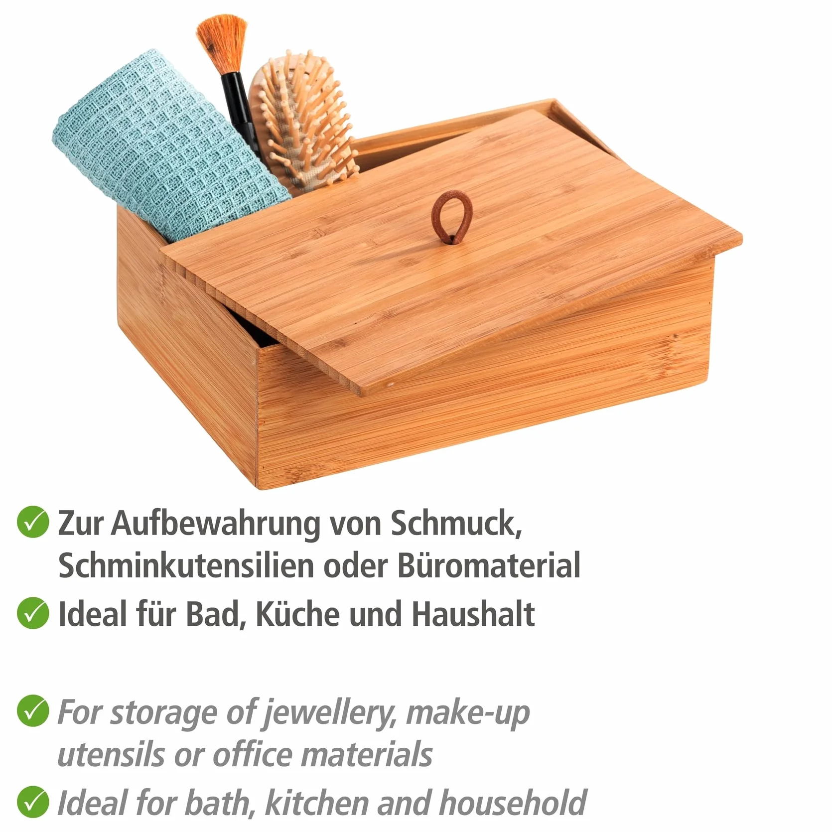 Wenko Bambus Box Terra L pudełko do przechowywania kosz łazienkowy 1,72 l 22 x 7 x 15 cm naturalny