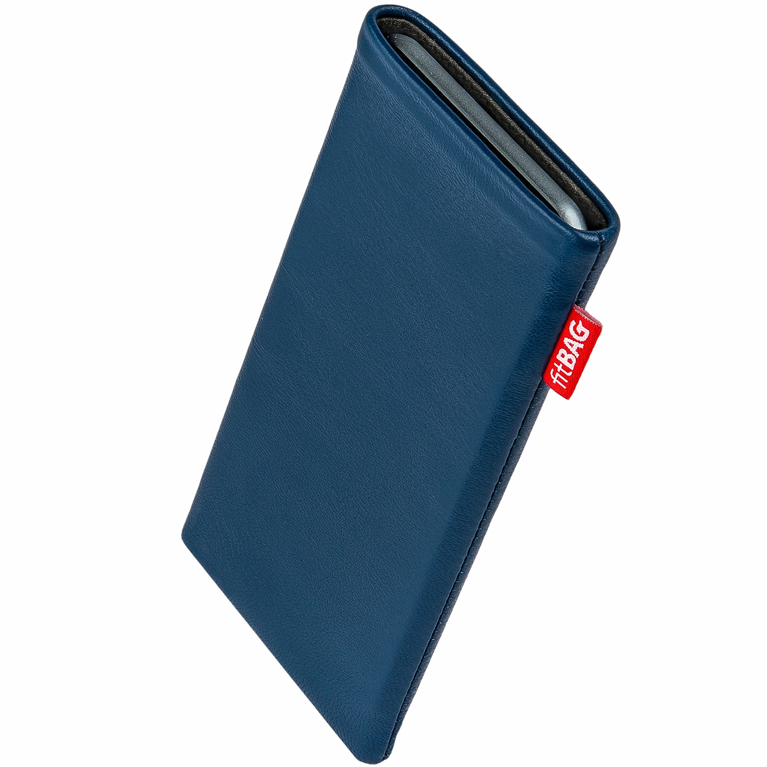 fitBAG Beat Blue niestandardowy dopasowany rękaw do Sony Xperia 1 VI | Wyprodukowano w Niemczech | Etui z delikatnej skóry nappa z podszewką z mikrofibry do czyszczenia wyświetlacza