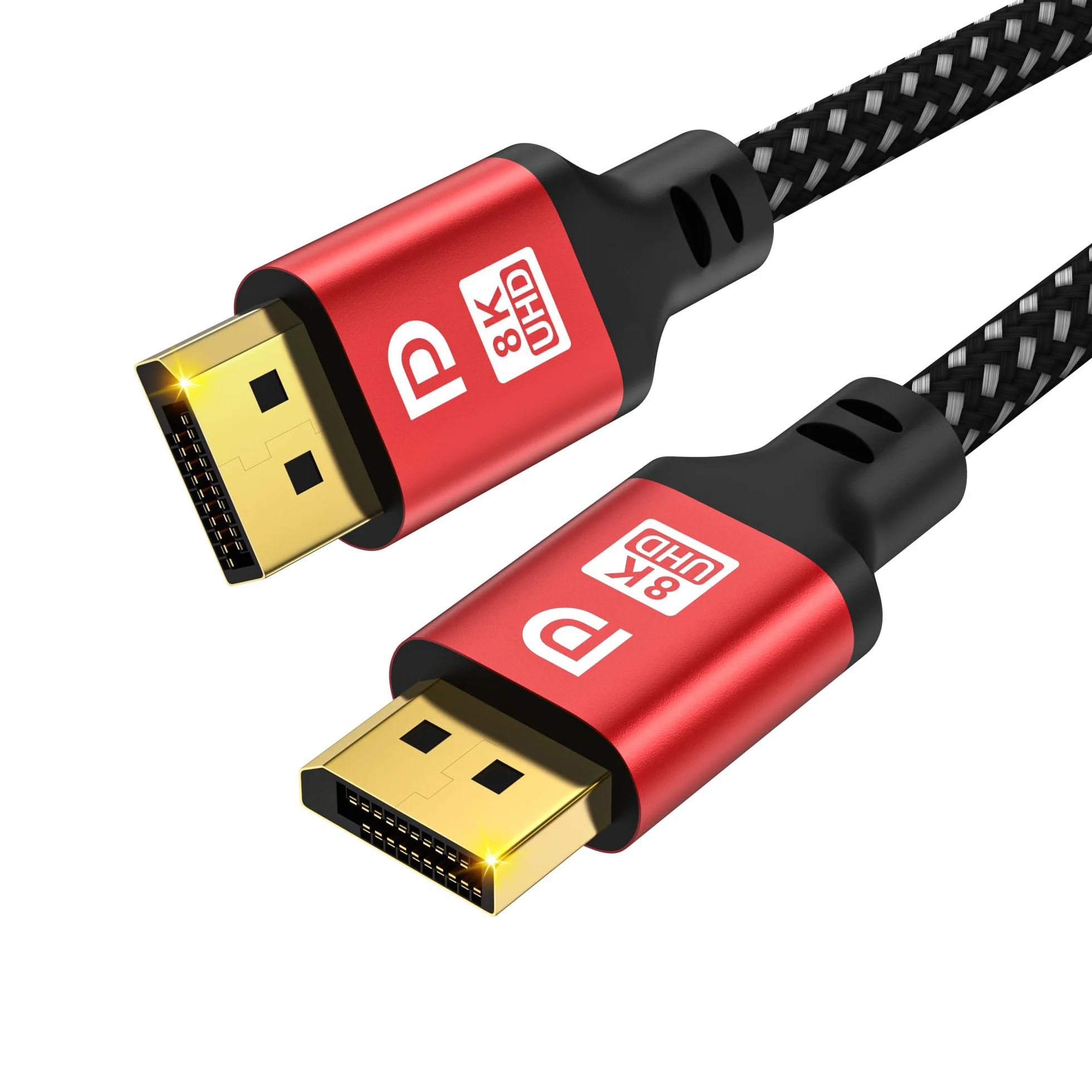 Kabel wyświetlacza 8K 1,4 [certyfikat VESA] Kabel DP 1 m (8K@60 Hz, 4K@144 Hz, 2K@240 Hz, 32,4 Gb/s), do laptopa TV Gaming Monitor (czerwony)