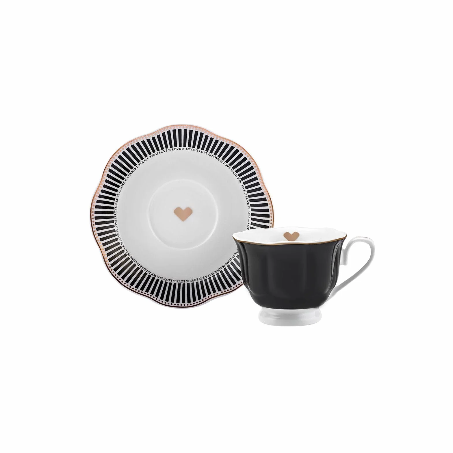 Karaca Piraye 12-częściowy porcelanowy zestaw filiżanek do kawy tureckiej dla 6 osób, 80 ml, czarno-biały, wielokolorowy