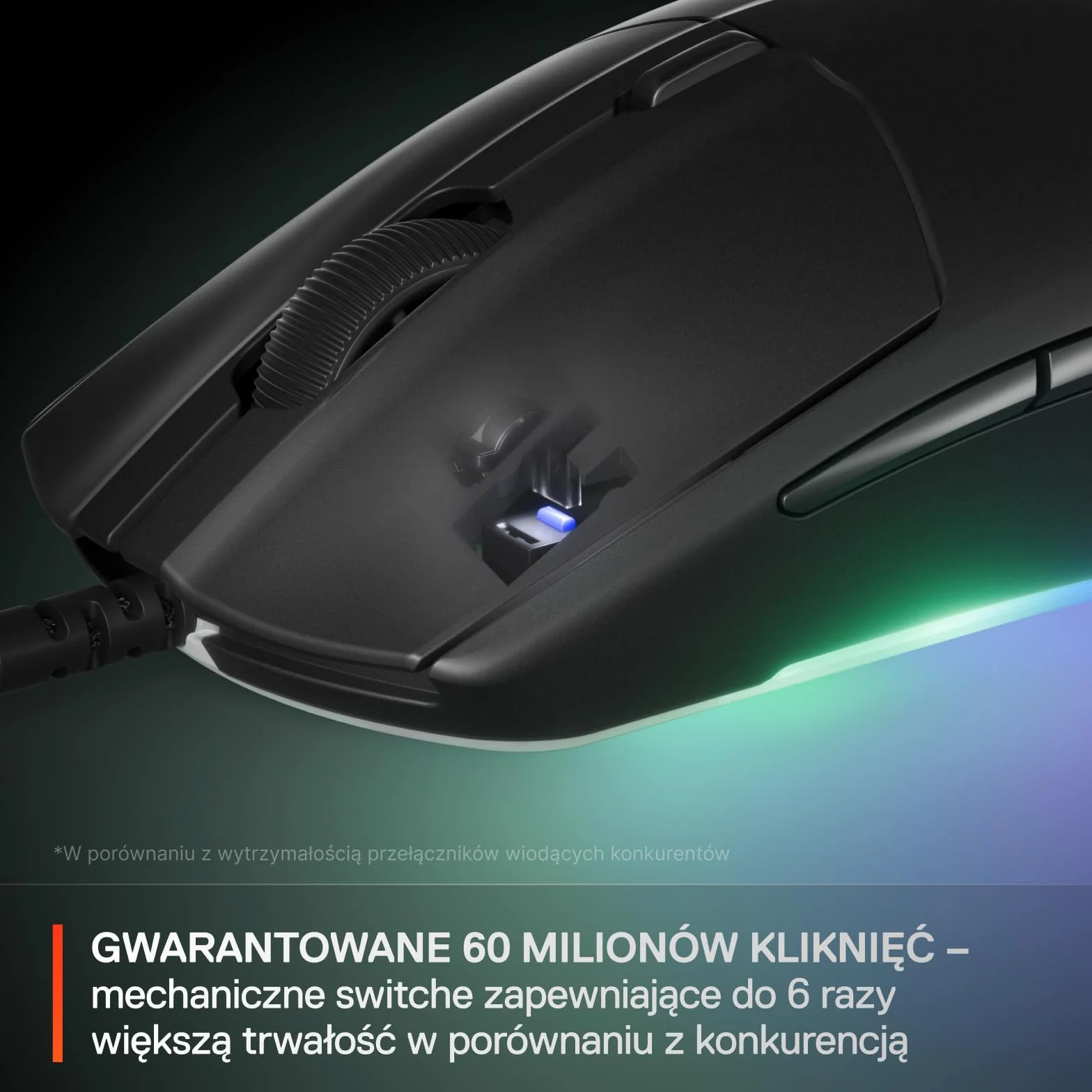 SteelSeries Rival 3 Gen 2 Mysz do Gier, Sensor Optyczny TrueMove Core 8500 DPI, 77g, PTFE, RGB, Czarna
