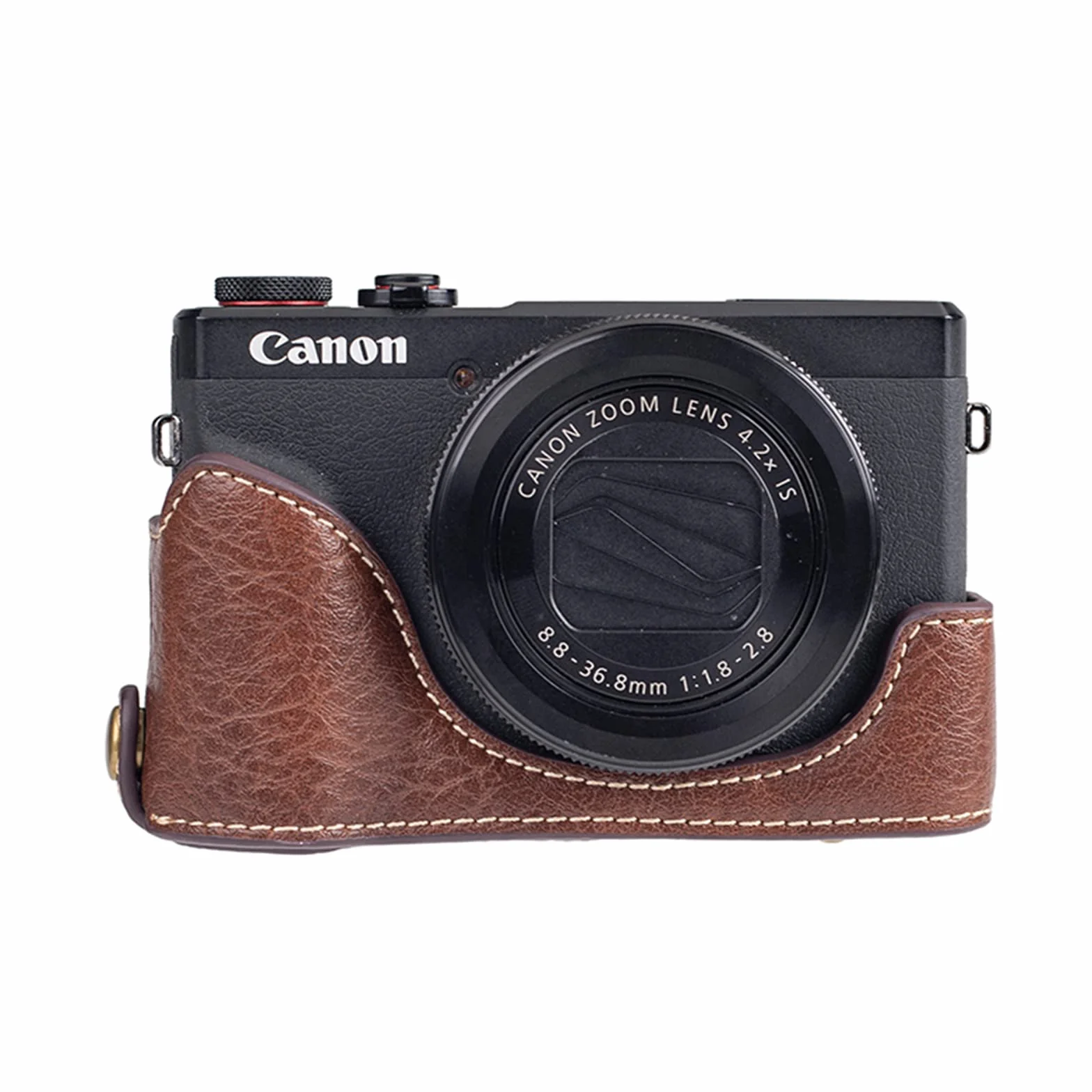 kinokoo Etui G7X / G7X II / G7X III Etui ze skóry PU kompatybilne z Canon G7X / G7X II / G7X III Aparat z paskiem na ramię, Kawa, C, Kosmetyczka