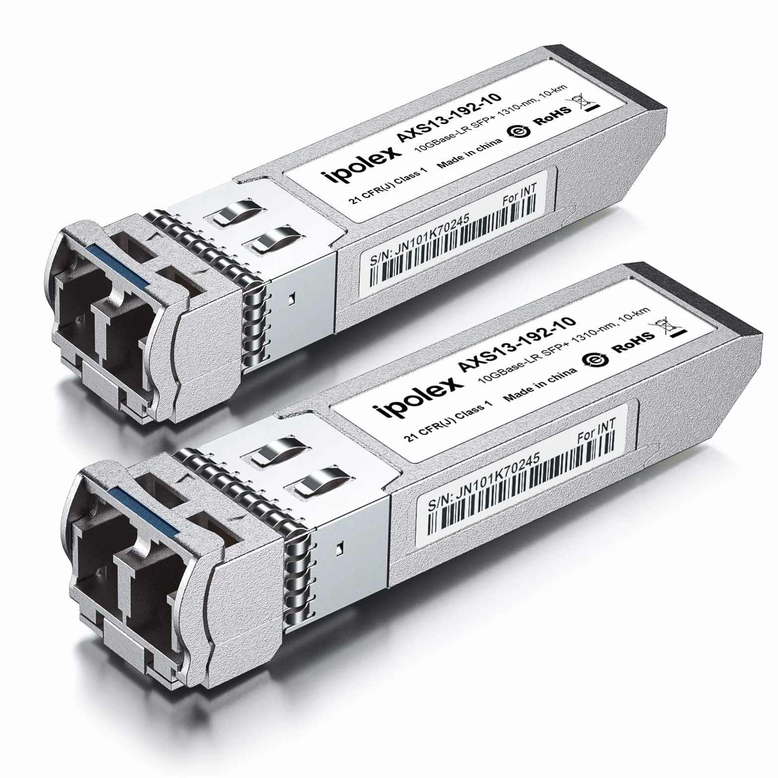 ipolex Transceiver 10G SFP+, 10GBase-LR 1310nm 10km LC jednomodowy moduł mini-Gbic kompatybilny z Aruba HP J9150A / J9150D. 2-pak