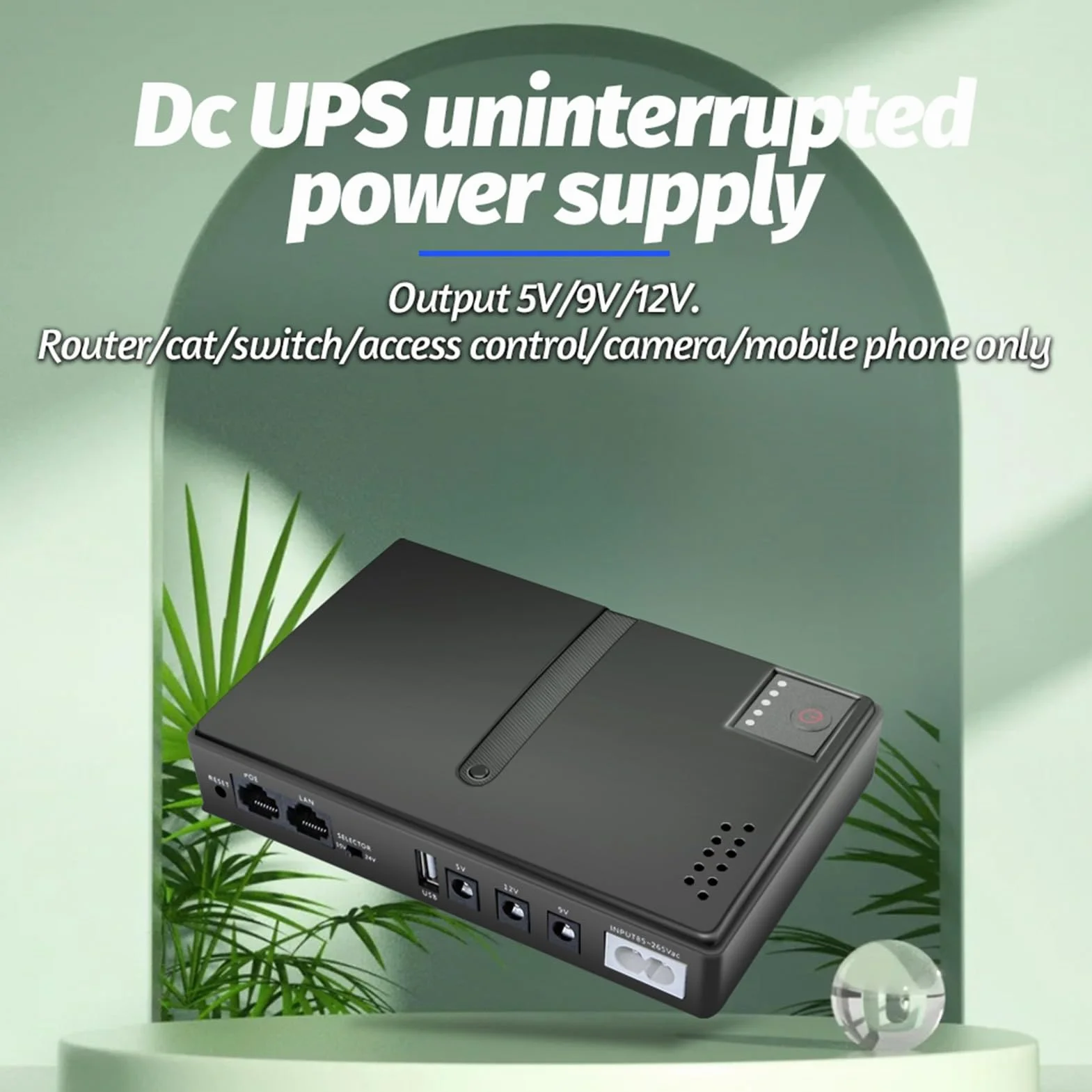 Naroote Zasilacz Awaryjny w Biurze, 15 V 24 V 0,6 A POE, Rozszerzona, Bezpieczna i Stabilna kompatybilność, UPS DC Awaryjna, Kompaktowa Konstrukcja z Kablami Aparatu, Odtwarzacz MP3 (wtyczka UE)