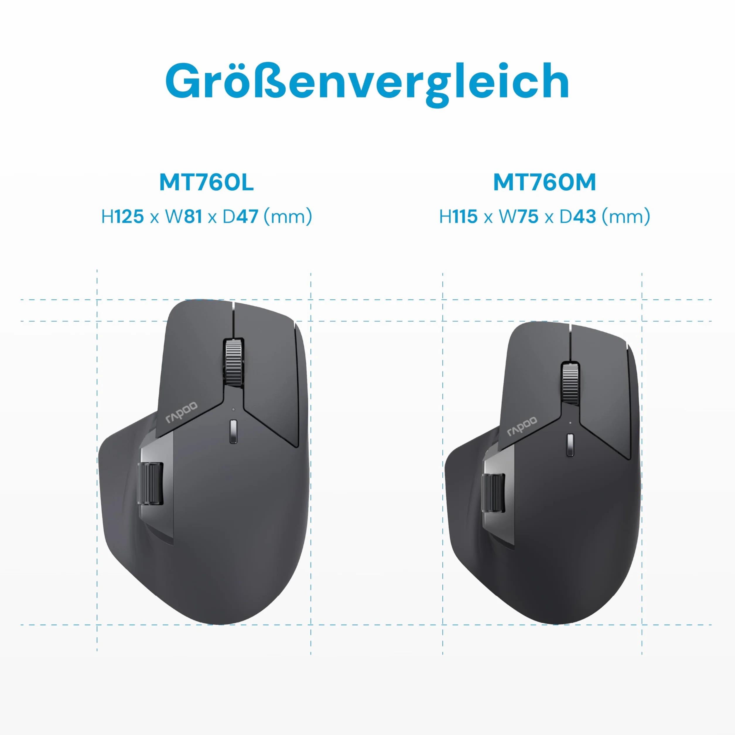 Rapoo MT760L mysz bezprzewodowa 4000 DPI, przyjazny dla środowiska, akumulator do ponownego ładowania, ergonomiczny, PC i Mac, szaro-czarna