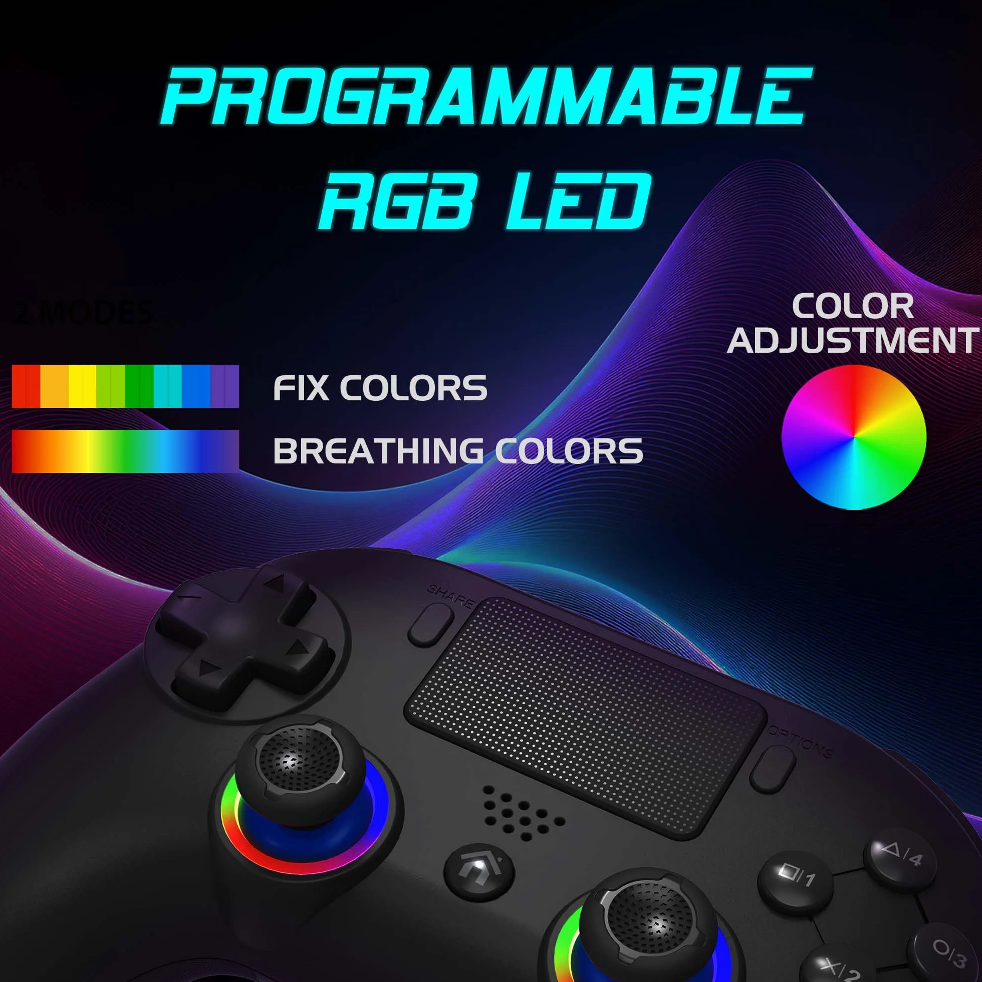 Subsonic Bezprzewodowy kontroler do PS5 z programowalnymi wiosłami LED, wibracją i dotykiem, czarny