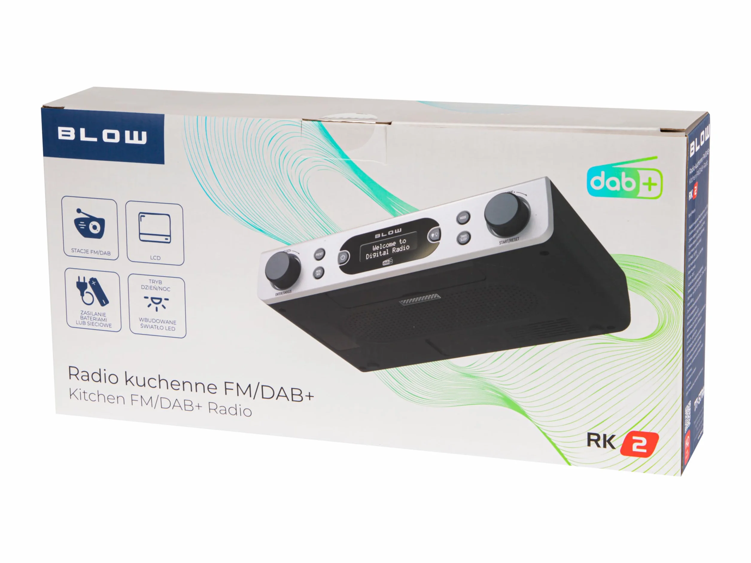 BLOW RADIO KUCHENNE PODWIESZANE FM/DAB+ ANTENA WYŚWIETLACZ LATARKA ALARM ZEGAR