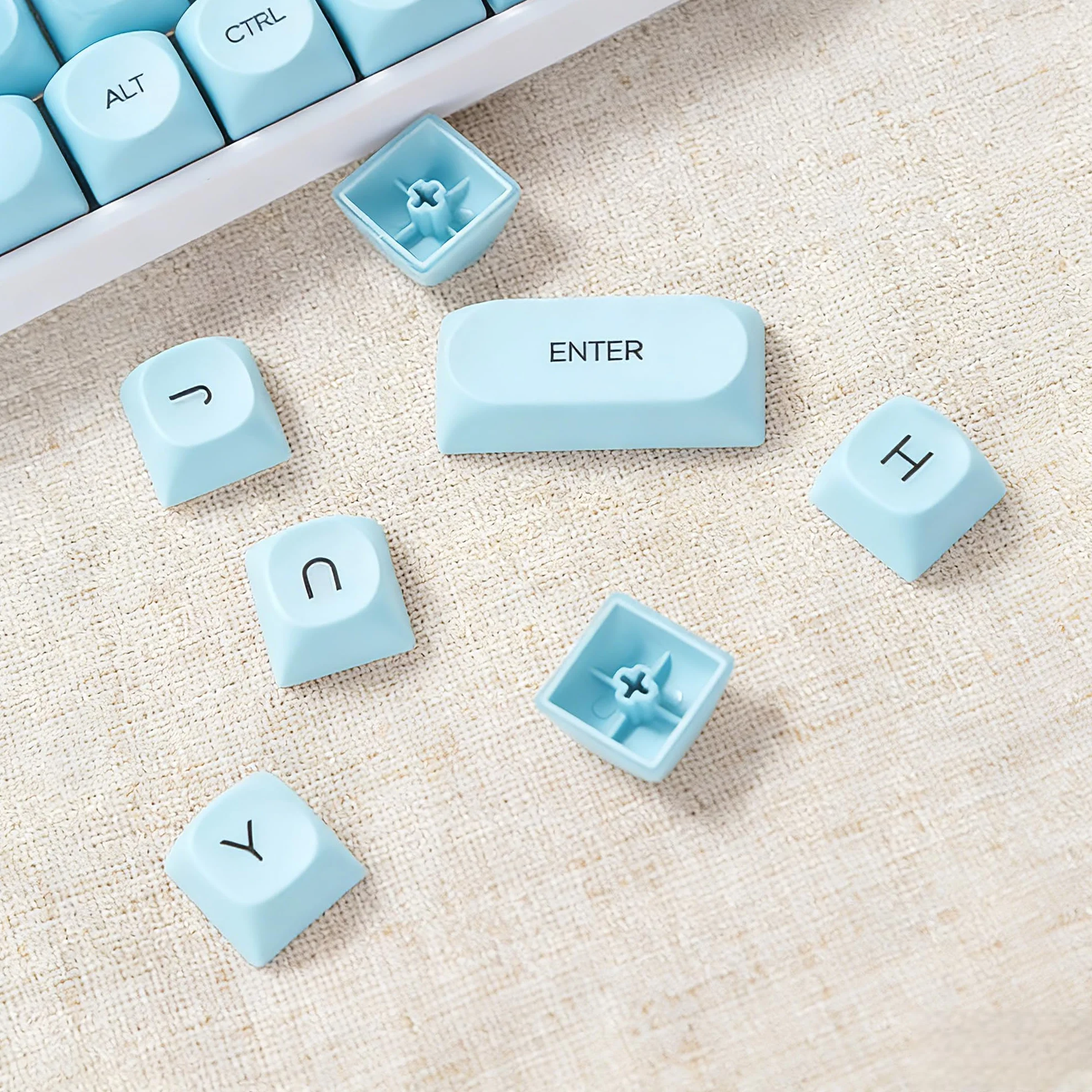 SOLIDEE Zestaw 132 Klawiszy PBT do Klawiatury Mechanicznej, Profil HOA, Double Shot Foundation Keycaps, Keycaps do Klawiatury Mechanicznej w Pudełku, Przełącznikami MX do Gier i Klawiatur(SkyBlue)