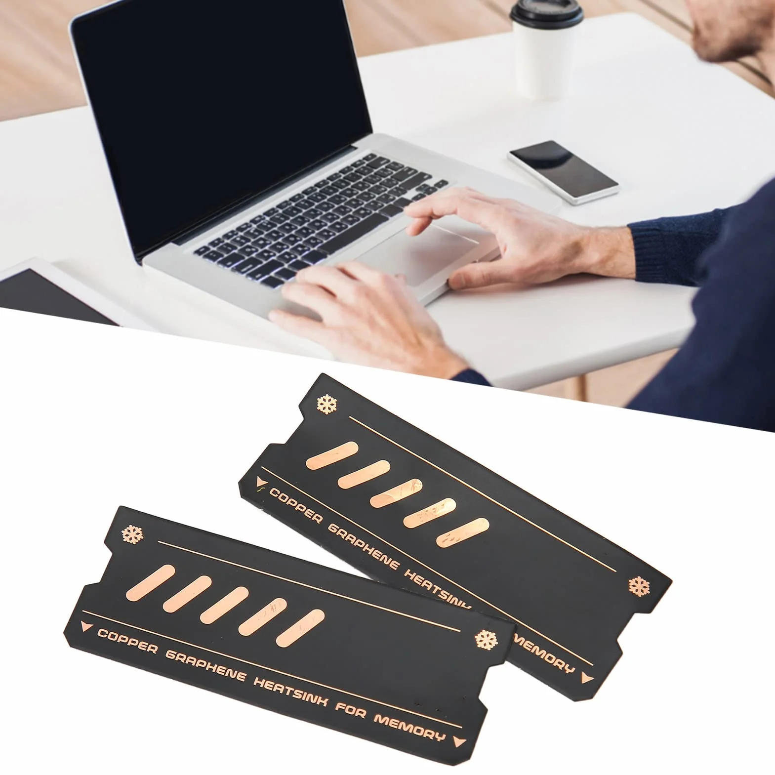 Chłodnica Pamięci RAM, Powłoka Grafenowa Czysta miedź Chłodzenie Radiatora Pamięci do Laptopa Pamięć RAM DDR5 DDR4, Nadaje się do Gniazda M.2
