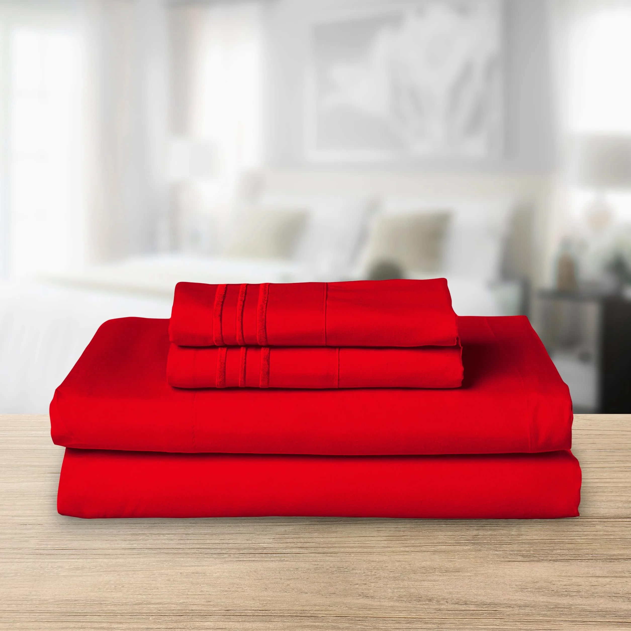 Elegant Comfort 4-częściowy zestaw pościeli Queen czerwony egipska jakość odporny na zagniecenia