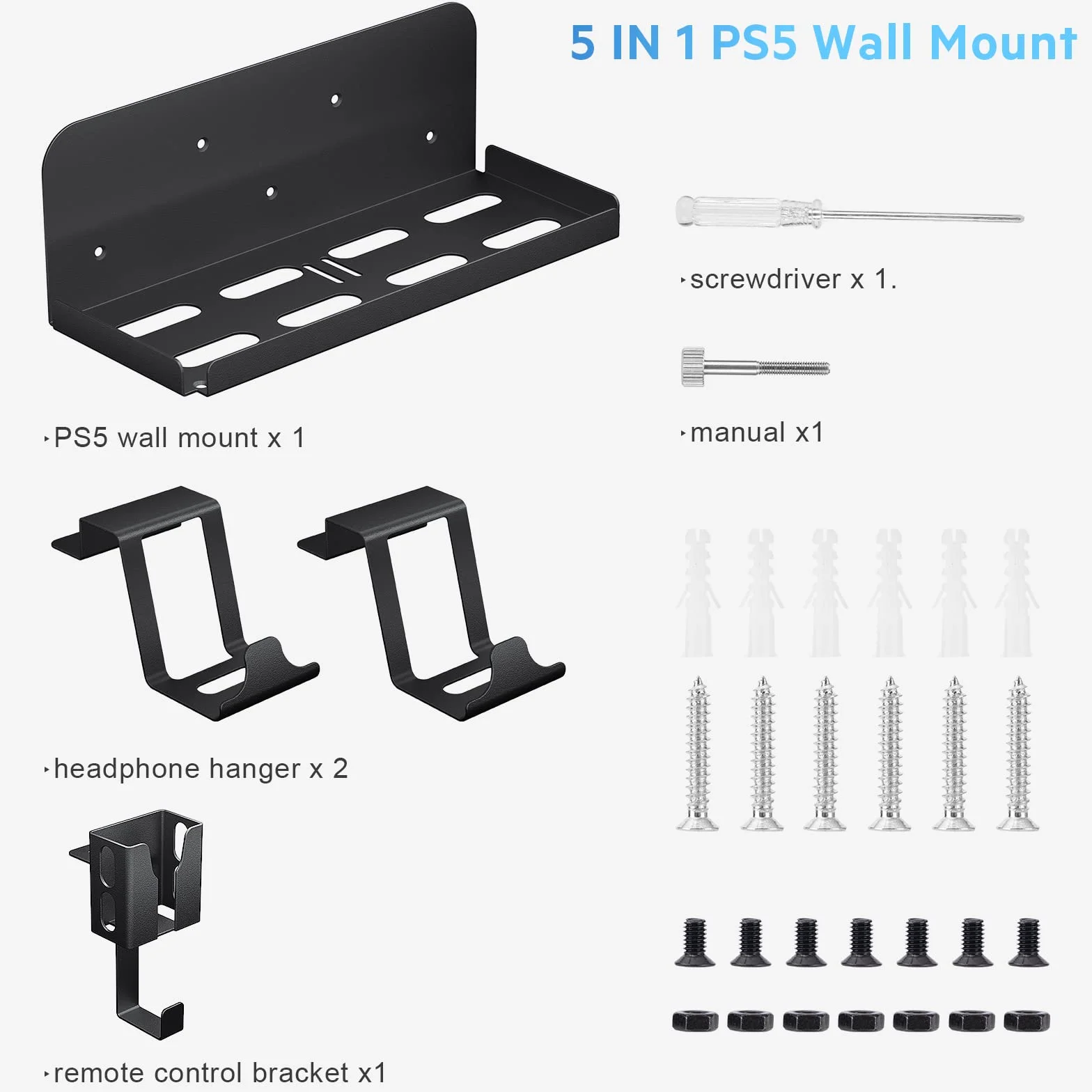 Uchwyt i ścienny PS5, 5 w 1, PlayStation 5, uchwyt do kontrolera i wieszak na słuchawki