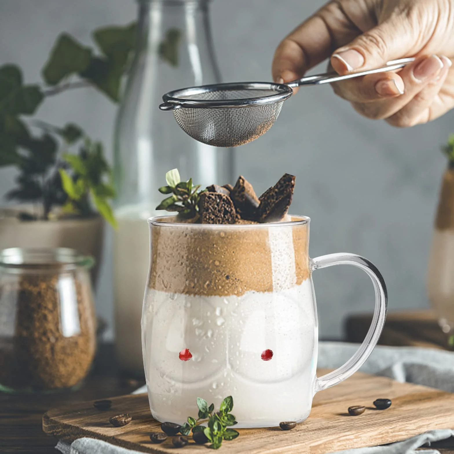 Szklany Kubek do Kawy 480 Ml Szkło Borokrzemowe Izolowana Filiżanka