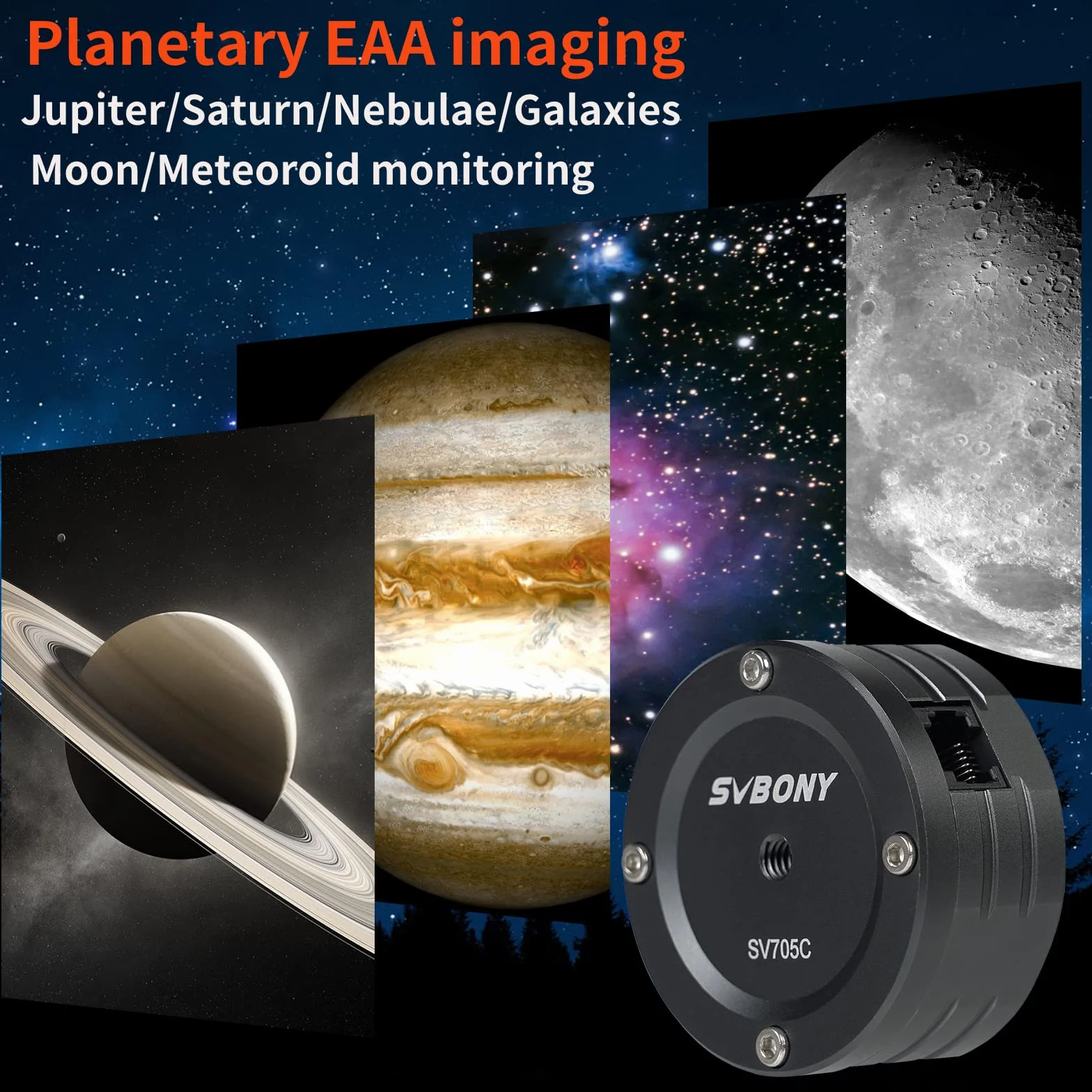Svbony SV705C Teleskopowe kamery obrazowe Kolor, port prowadzący USB 3.0 ST4, duży pełny otwór, wysoka czułość NIR, poziom wejścia planetarnego Aparat do fotografii głębokiego nieba do obrazowania EAA