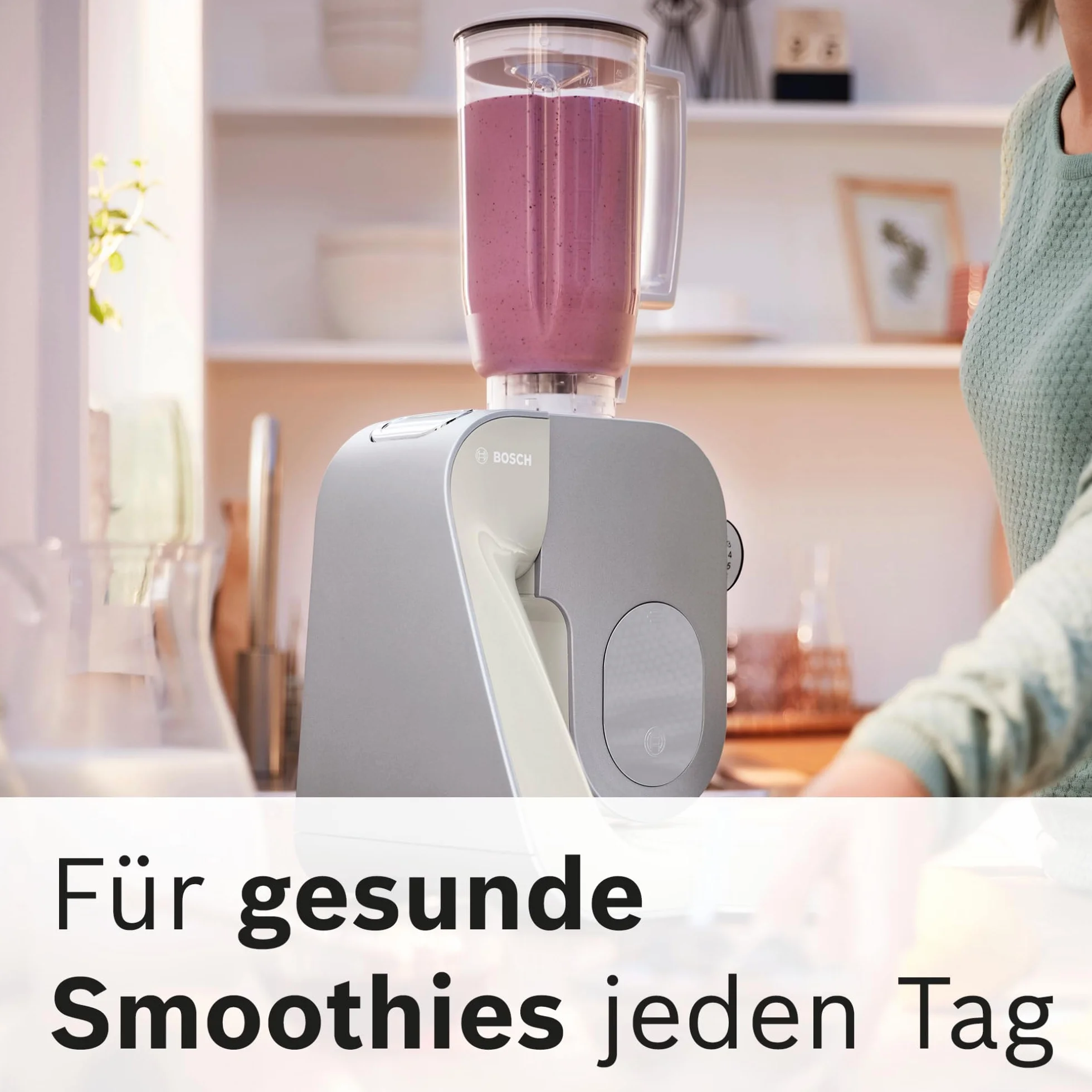 Bosch MUM5 wielofunkcyjny robot kuchenny, 1000W, maszynka do krojenia i ubijania, mikser planetarny, hak do ciasta, rozdrabniacz do owoców i warzyw, misa 3,9l, kolor szary, srebrny, MUM58L20