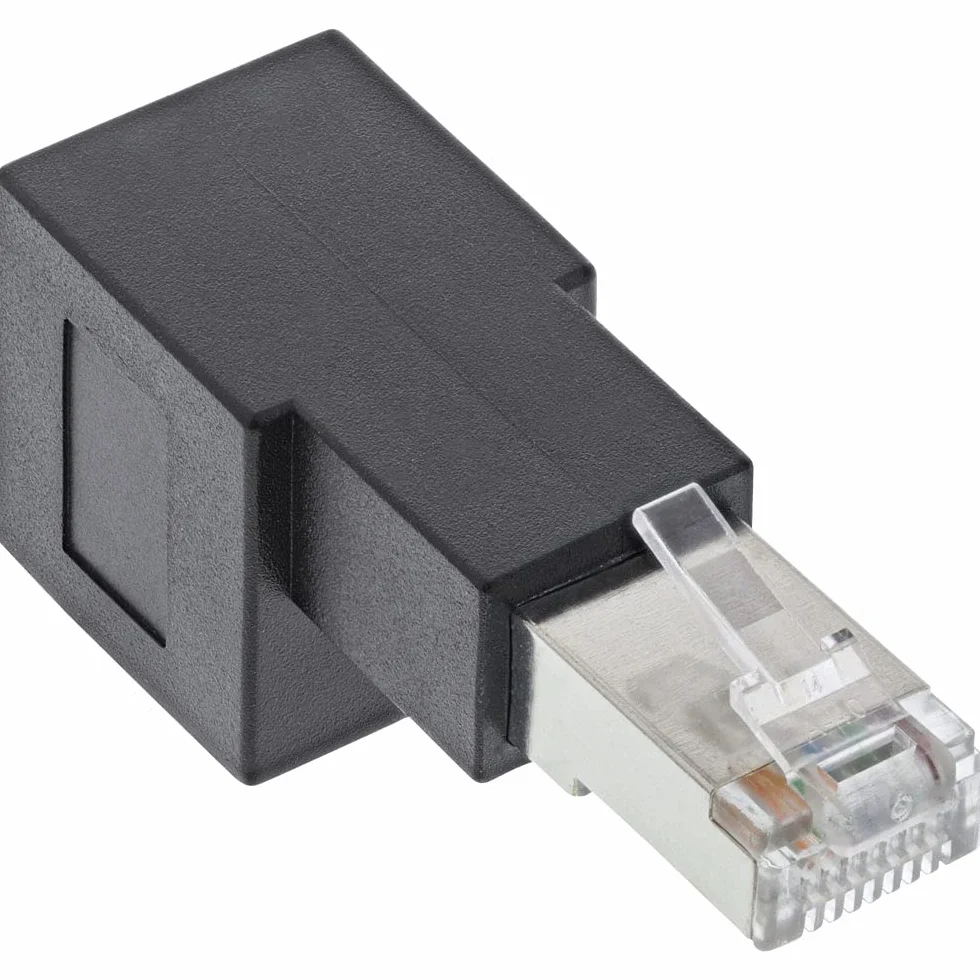 InLine RJ45 Adapter Cat.6A, wtyczka RJ45 / gniazdo, 90° zagięty w dół, 69991B