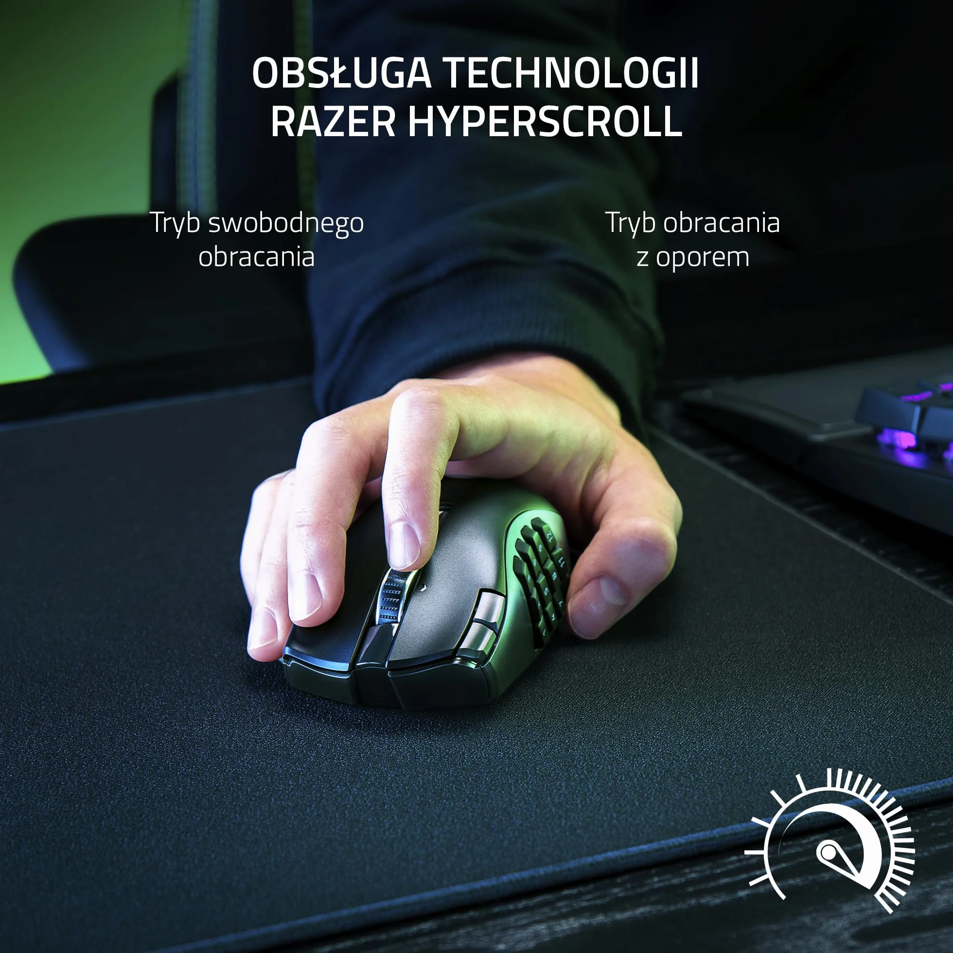 Razer Naga V2 HyperSpeed - ergonomiczna, bezprzewodowa mysz do gier MMO (z 19 programowalnymi przyciskami, bezprzewodowa technologia HyperSpeed 2,4 GHz, do 250 godzin, czujnik optyczny 30K) Czarna