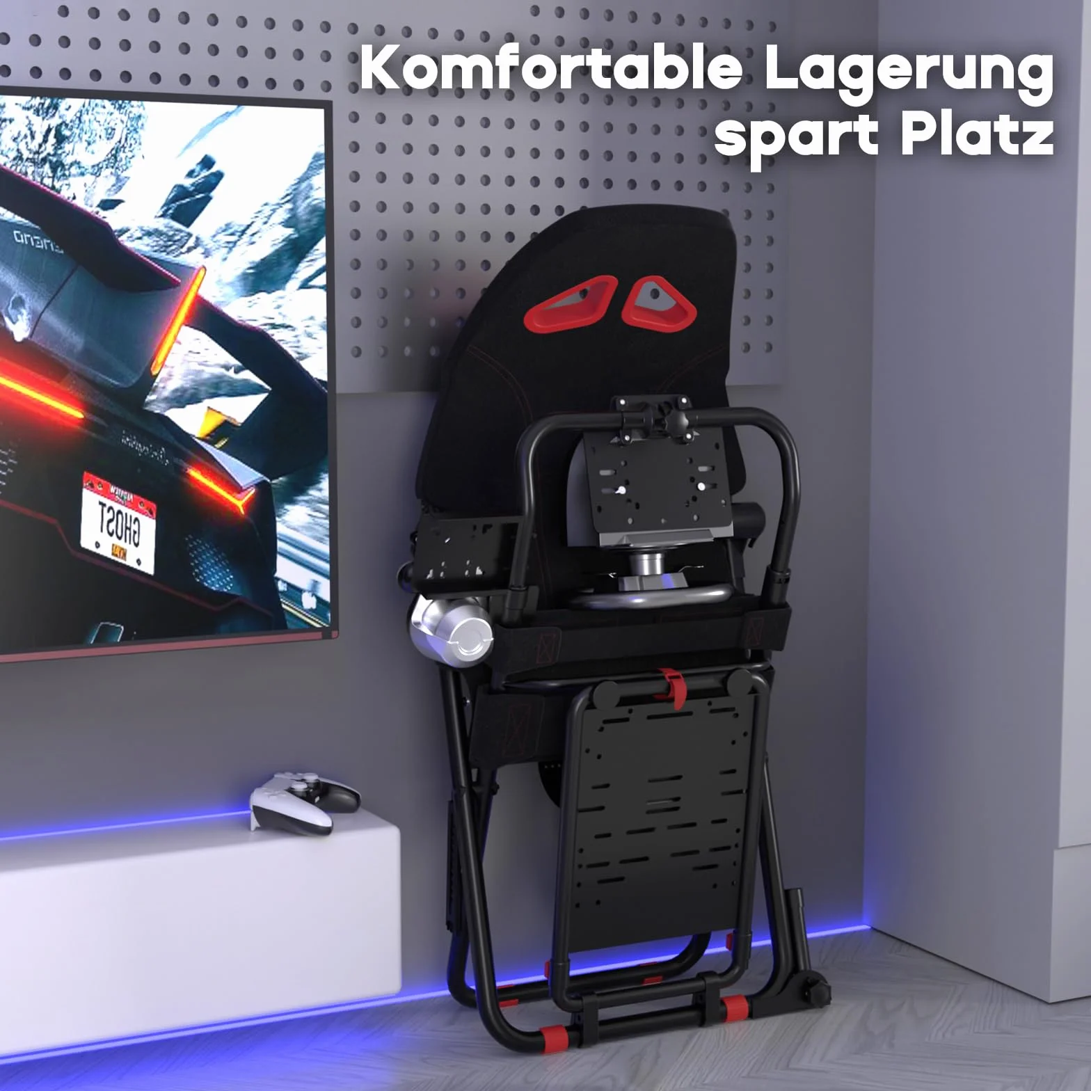 DIWANGUS Racing Seat, stojak na kierownicę do Logitech G923, G920, G29, G27, G25, składany stojak na kierownicę, nadaje się do Thrustmaster T248X, T248, T300Rs, TX, T150, PS4, PS5, Xbox 360, Xbox