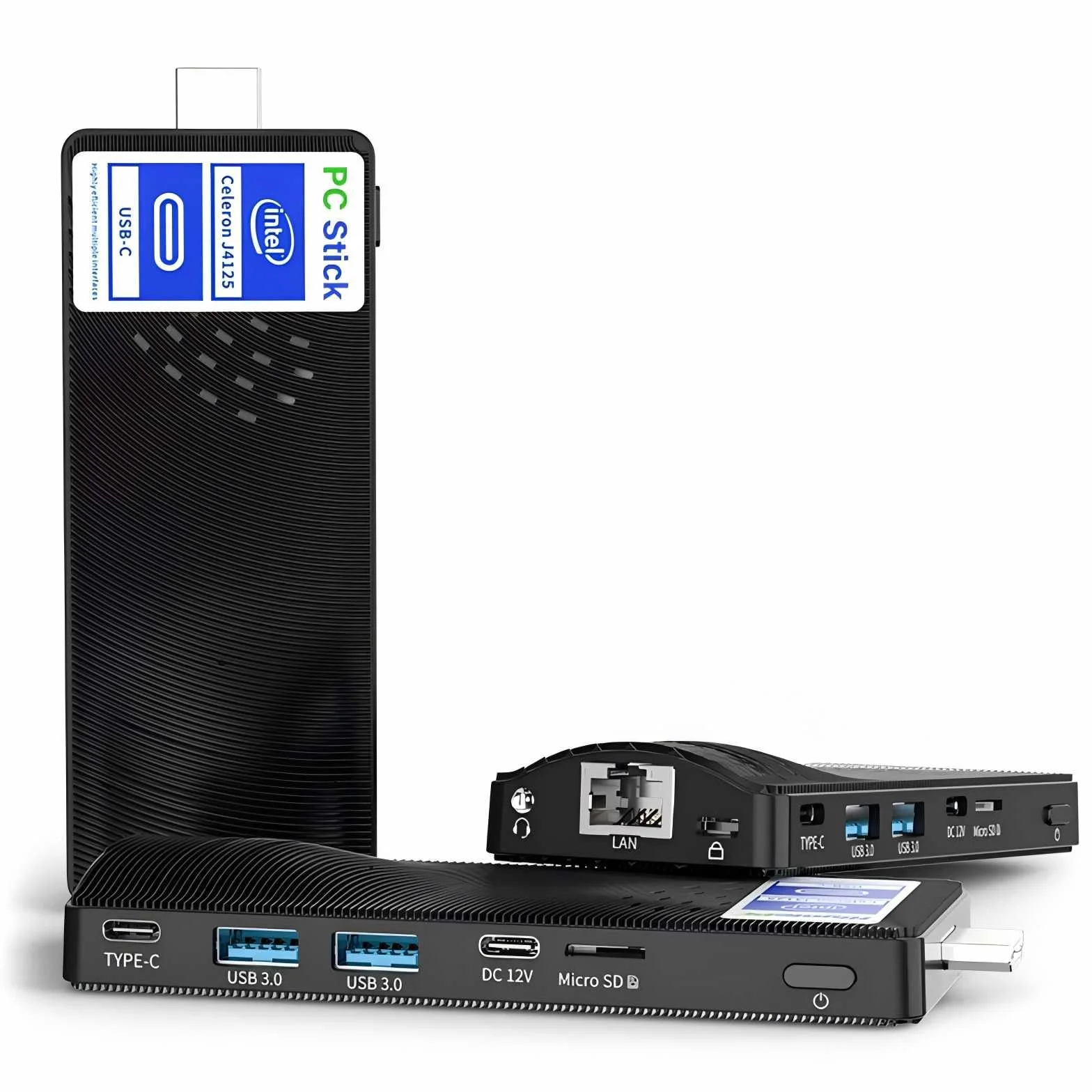 Mini PC Stick Win 11 Pro, mini komputer bez wentylatora, Celeron N4000 4 GB 64 GB eMMC 1.1 GHz, USB-C, USB 3.0 X 2, RJ45 Gigabit Ethernet 4K 60Hz, WiFi BT 5.0, HDMI 2.0 do domu, biura