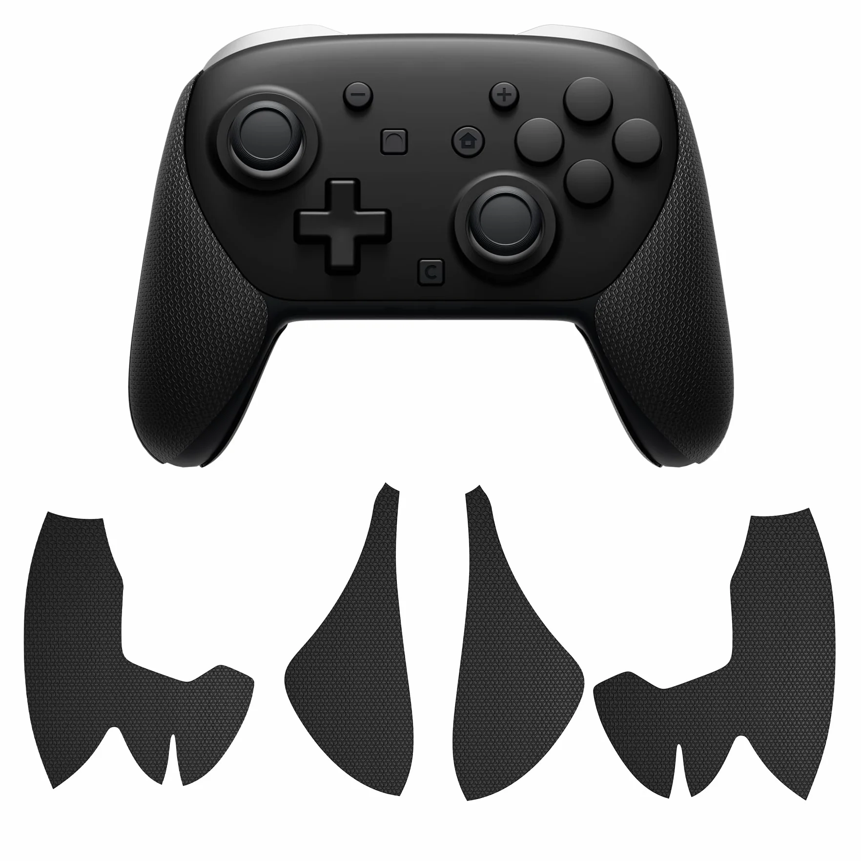 PlayVital Grip Sticker do Switch 2 Pro z Tylne Przyciski,Miękkie Gumowe Podkładki Uchwyty do Switch 2 Pro Kontrolera Skin,Naklejki Antypoślizgowe-Czarny