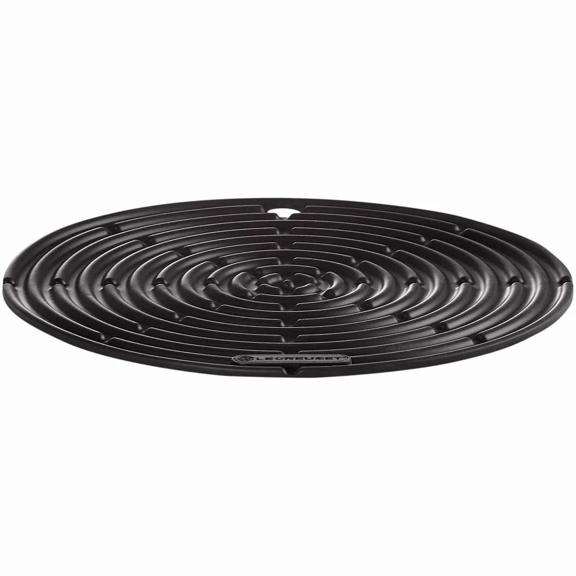 Le Creuset Ścierka do garnków / podstawka z silikonu z otworem do zawieszenia, klasyczna okrągła, średnica: 20 cm, silikon, Czarny Mat