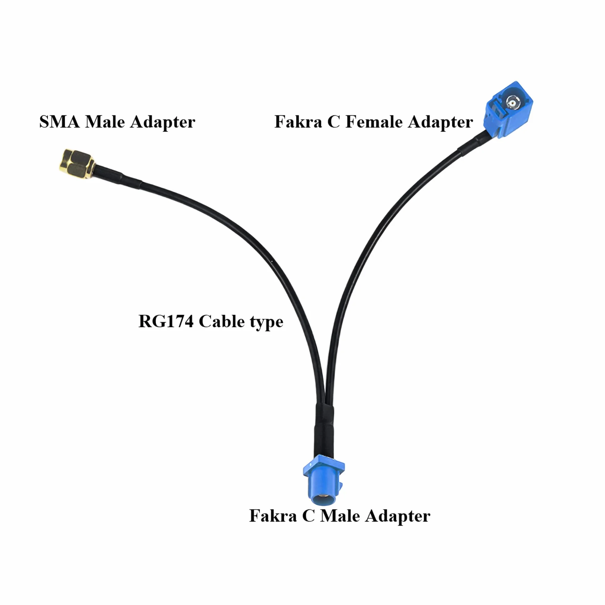 TUOLNK 6-calowy Fakra C męski na SMA męski i Fakra C żeński przedłużacz koncentryczny Kabel koncentryczny RF Splitter Kabel RG174 Pigtail w kształcie litery V Opakowanie 2 szt.
