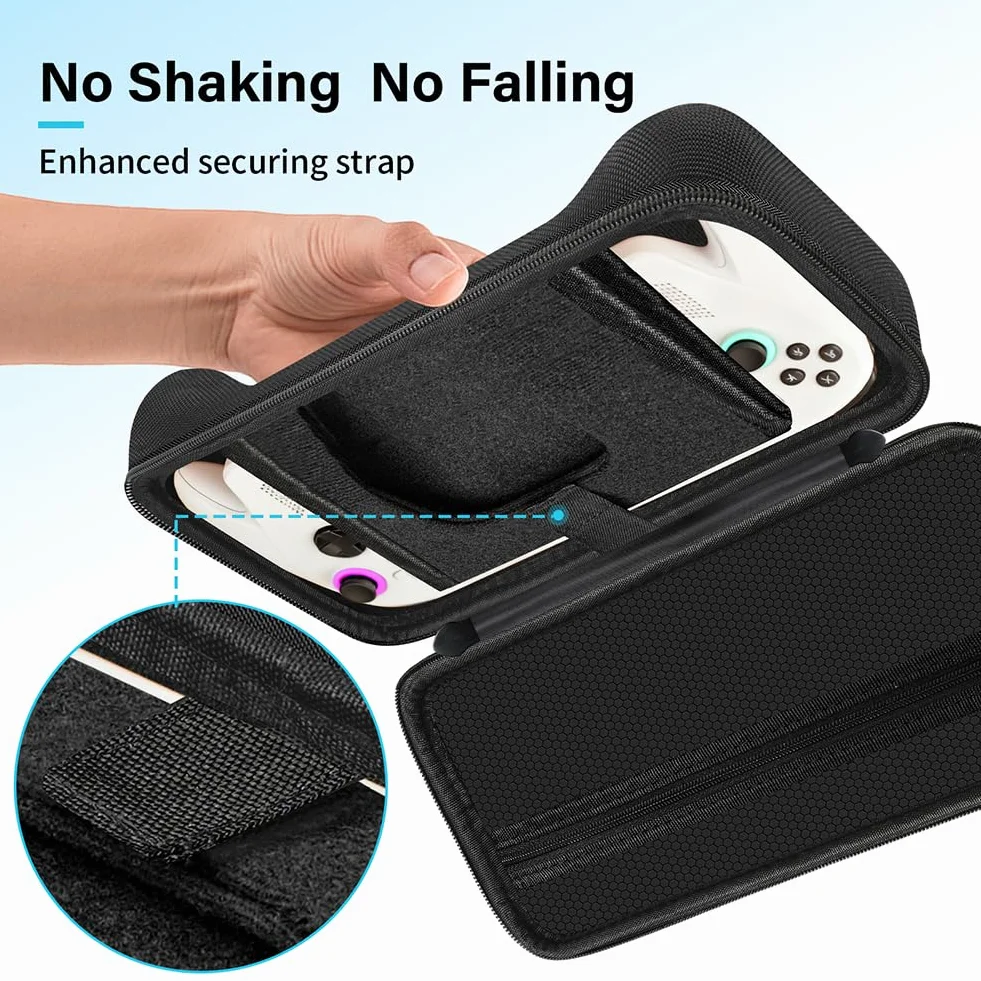 Lokyoyo Etui do przenoszenia kompatybilne z ASUS ROG Xbox Ally/Xbox Ally X 2025, z kieszenią siatkową i wbudowanym stojakiem na konsolę i akcesoria