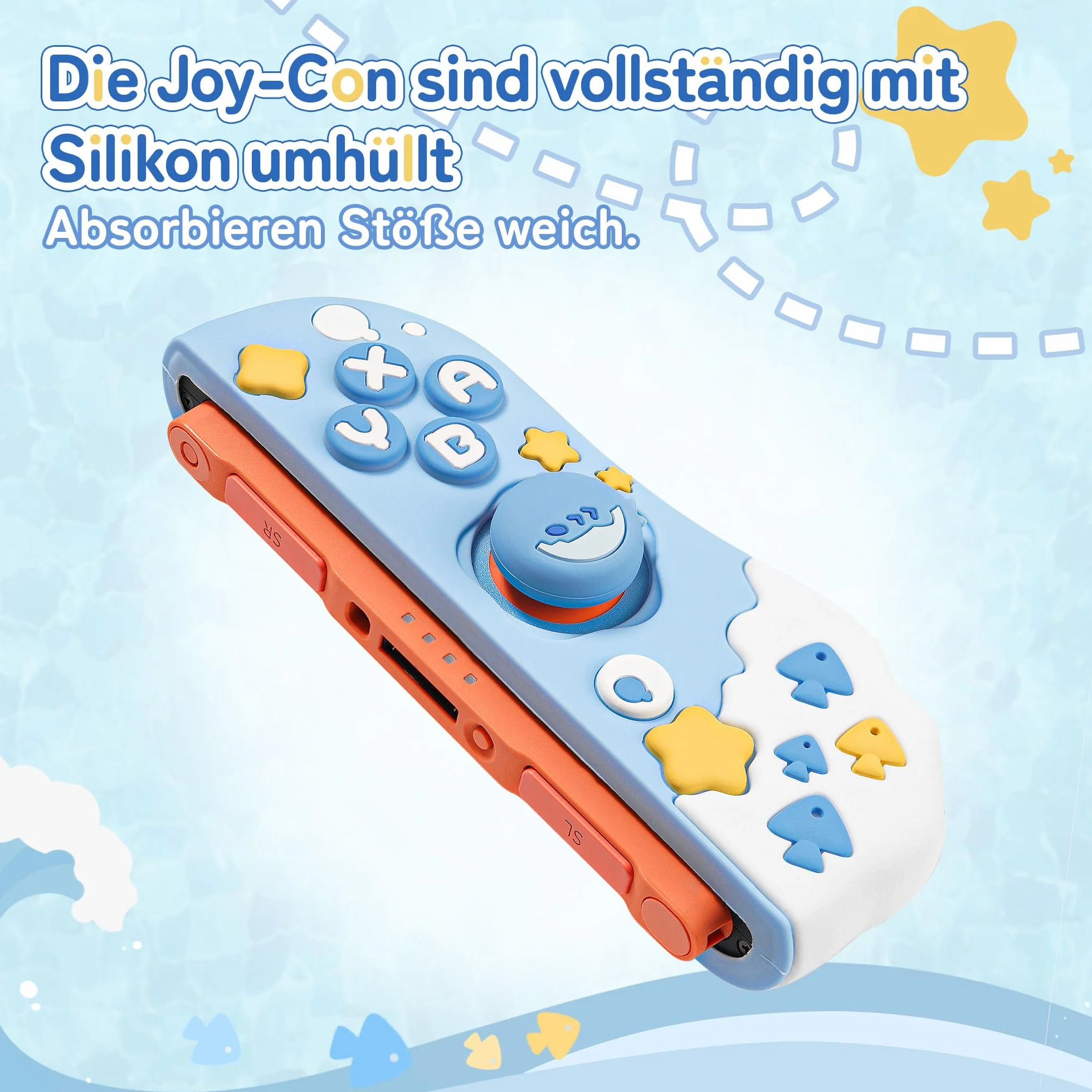 GeekShare Etui ochronne na kontrolery Switch 2 Joy Con, miękki silikonowy pokrowiec ochronny kompatybilny z kontrolerem ręcznym Switch 2 JC, impreza z rekinami