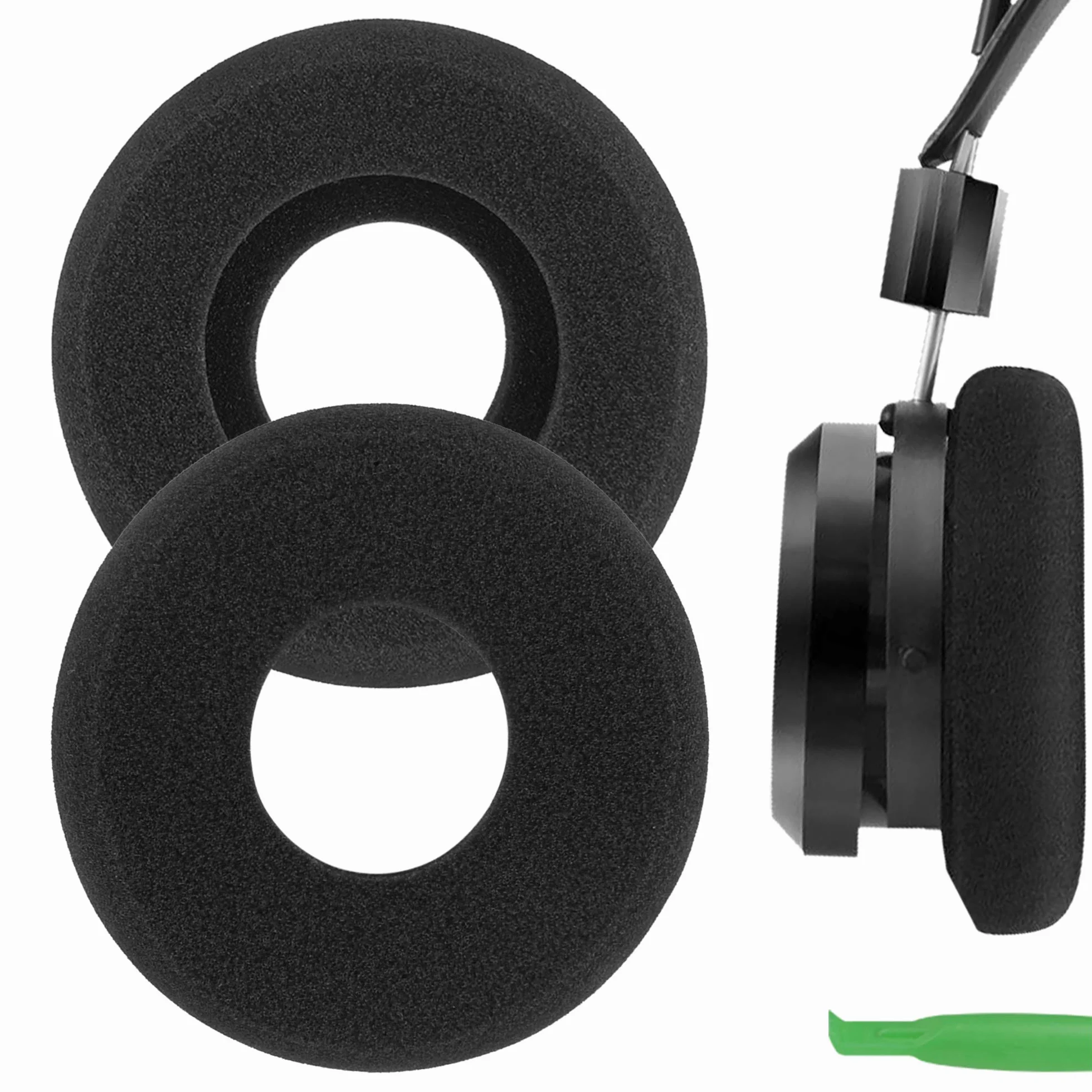 Geekria Comfort Foam wymienne nauszniki do słuchawek GRADO SR60, SR80, SR125, SR225, M1, M2, części naprawcze z przewodnikiem wideo (czarne)