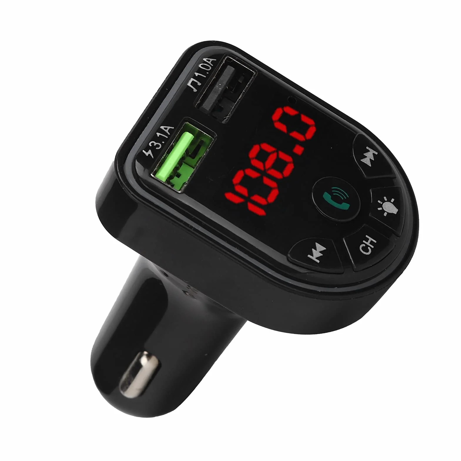 Samochodowy Nadajnik FM Bluetooth, Samochodowy Nadajnik FM Bluetooth 5.0 Odtwarzacz MP3 USB2.0 Ładowanie Telefonu z Kolorowym Oświetleniem Otoczenia, do Jazdy