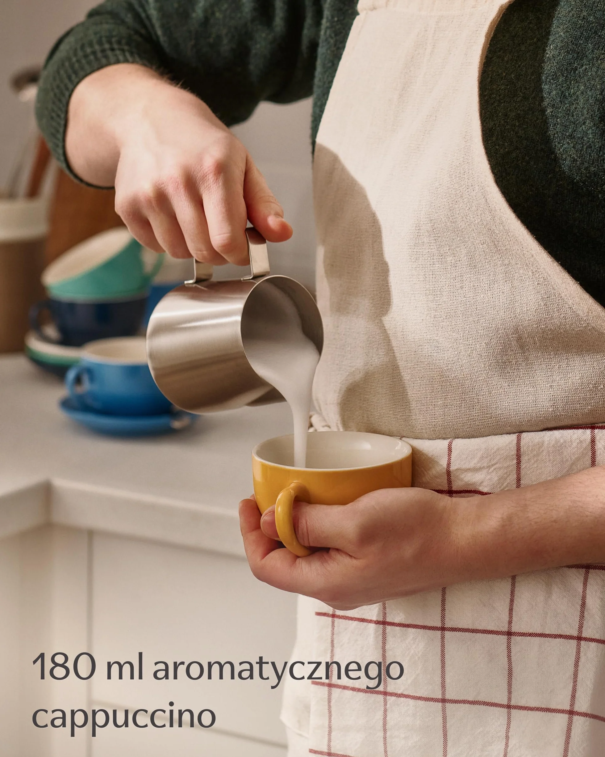 Cosumy Zestaw 6 Filiżanek do Cappuccino ze Spodkami Kolorowe - 180ml Ceramika Utrzymuje Ciepło - Kubki do Kawy Sztaplowane & Zmywarka - Filiżanka do Cappuccino z Uchem - Pudełko Prezentowe