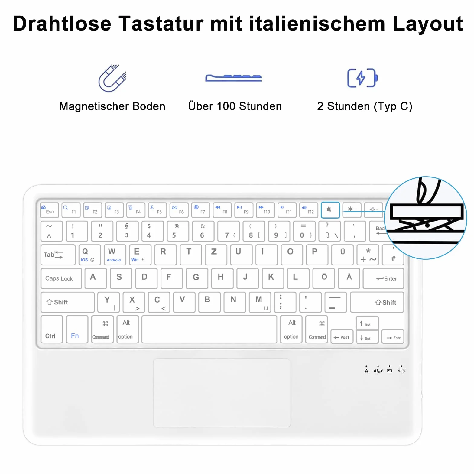 SENGBIRCH Etui na klawiaturę do iPad Air 13" (M3 2025/M2 2024) - niemiecka klawiatura touchpada QWERTZ, zdejmowana bezprzewodowa klawiatura Bluetooth do iPad Air 13" (M2) 2024, jasnoniebieskie