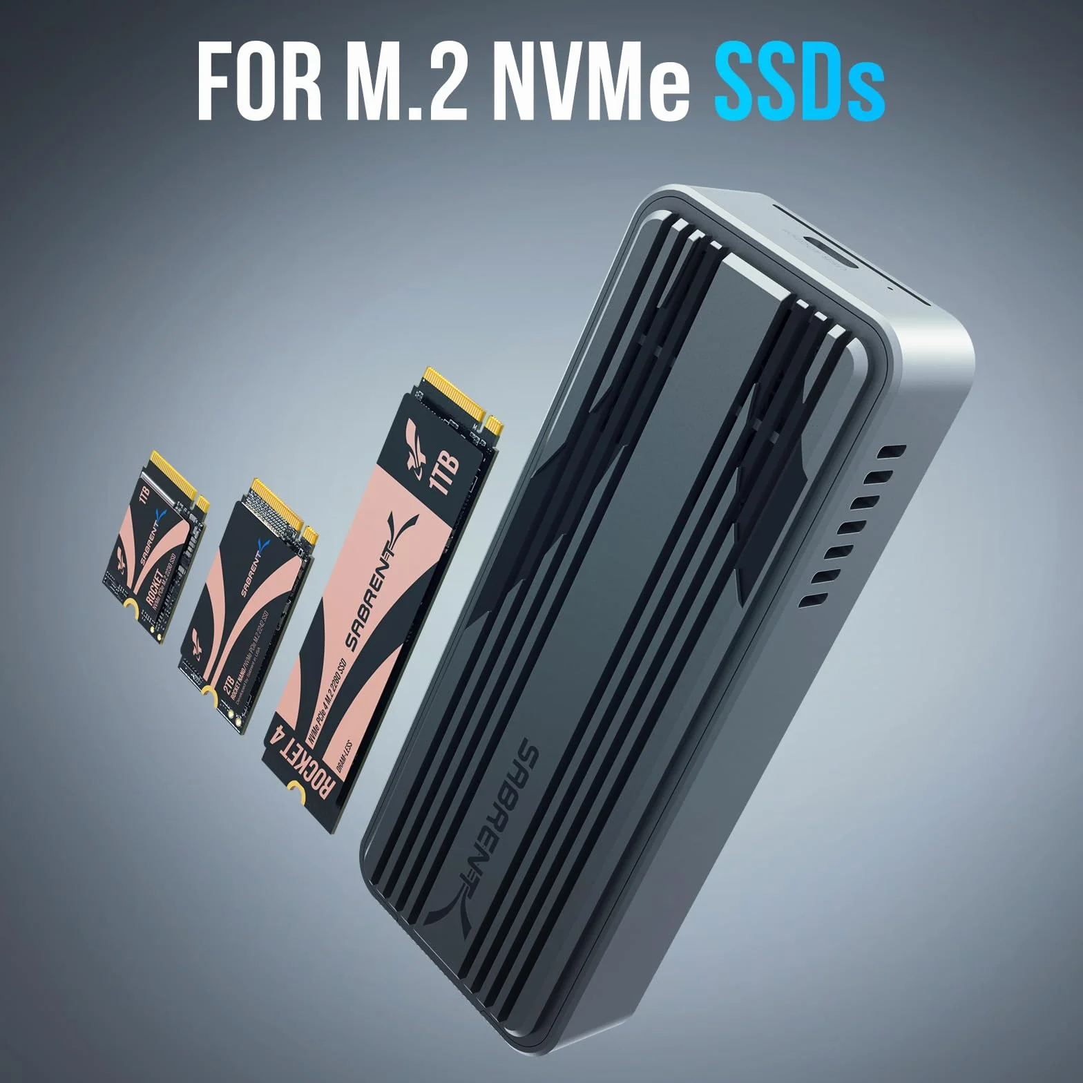 SABRENT Obudowa USB 4 NVMe SSD – zewnętrzna obudowa SSD USB 4.0 M.2 PCIe 4.0 x4 z obsługą bez użycia narzędzi, 3900 MB/s, zgodna z Thunderbolt 3/4 i USB-C, do dysków 2230/2242/2260/2280 (EC-U4TN)