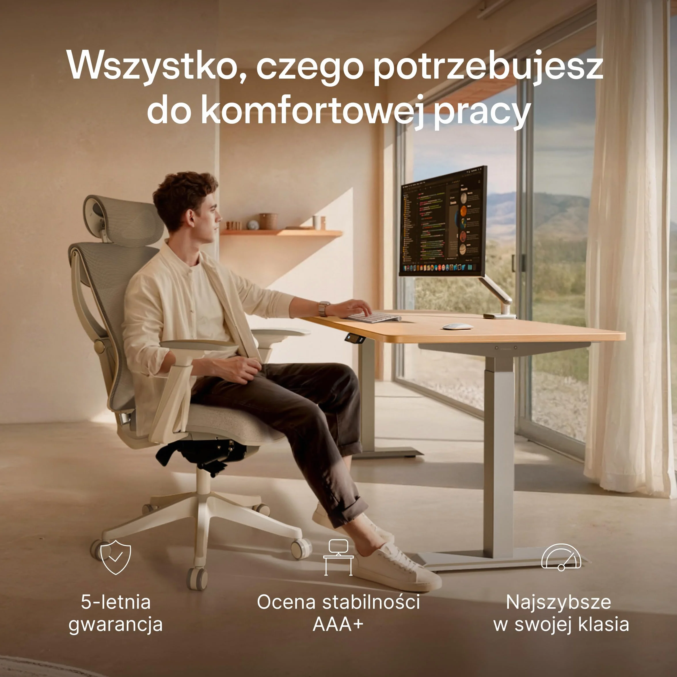 Desktronic biurko z regulacją wysokości (160 x 80 cm) – biurko do siedzenia i stania z gniazdami do ładowania – biurko z regulacją wysokości, elektryczny ekran dotykowy i stalowe nóżki