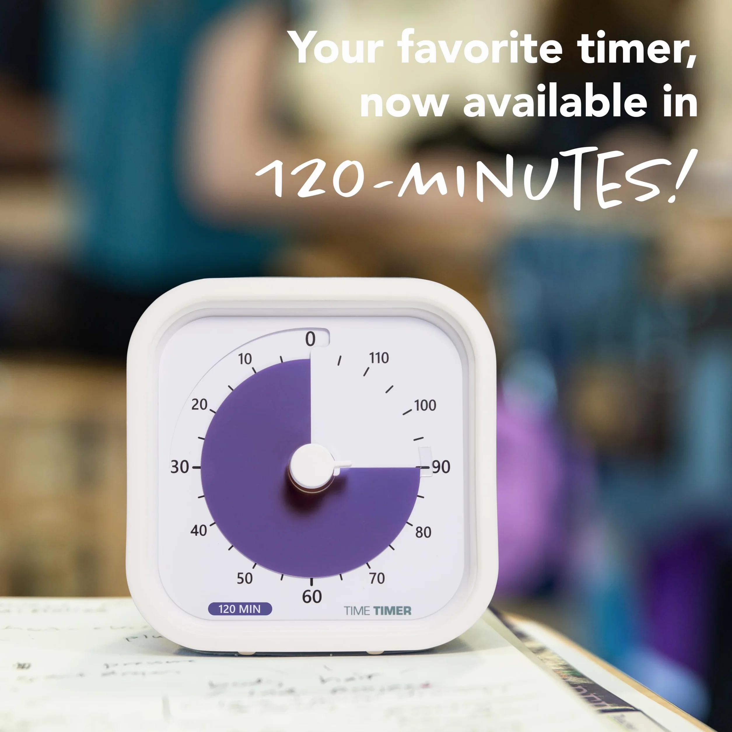TIME TIMER 120 Minute Mod Education Edition - Timer wizualny, zegar egzaminacyjny, narzędzie do nauki (biały)
