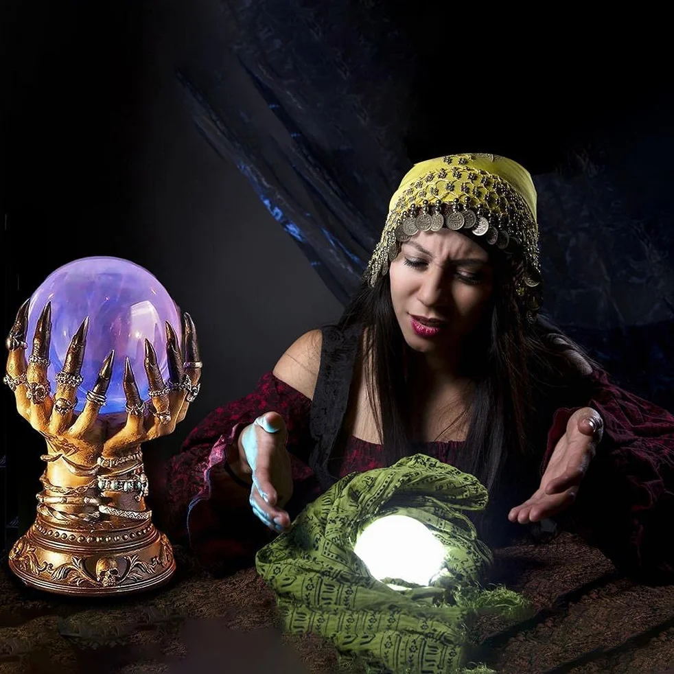 Magic Deluxe Celestial Crystal Ball, Magic Deluxe Celestial Crystal Ball, Halloween Witch Crystal Ball Halloween dekoracja do uzdrawiania, medytacji, rzeźbienia