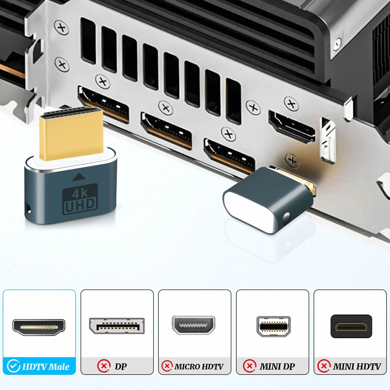 3 sztuki HDMI Dummy Plug, HDMI Dongle Virtual Monitor Display Emulator 4K 60Hz do Windows Mac OSX Linux (z oświetleniem wskazującym)