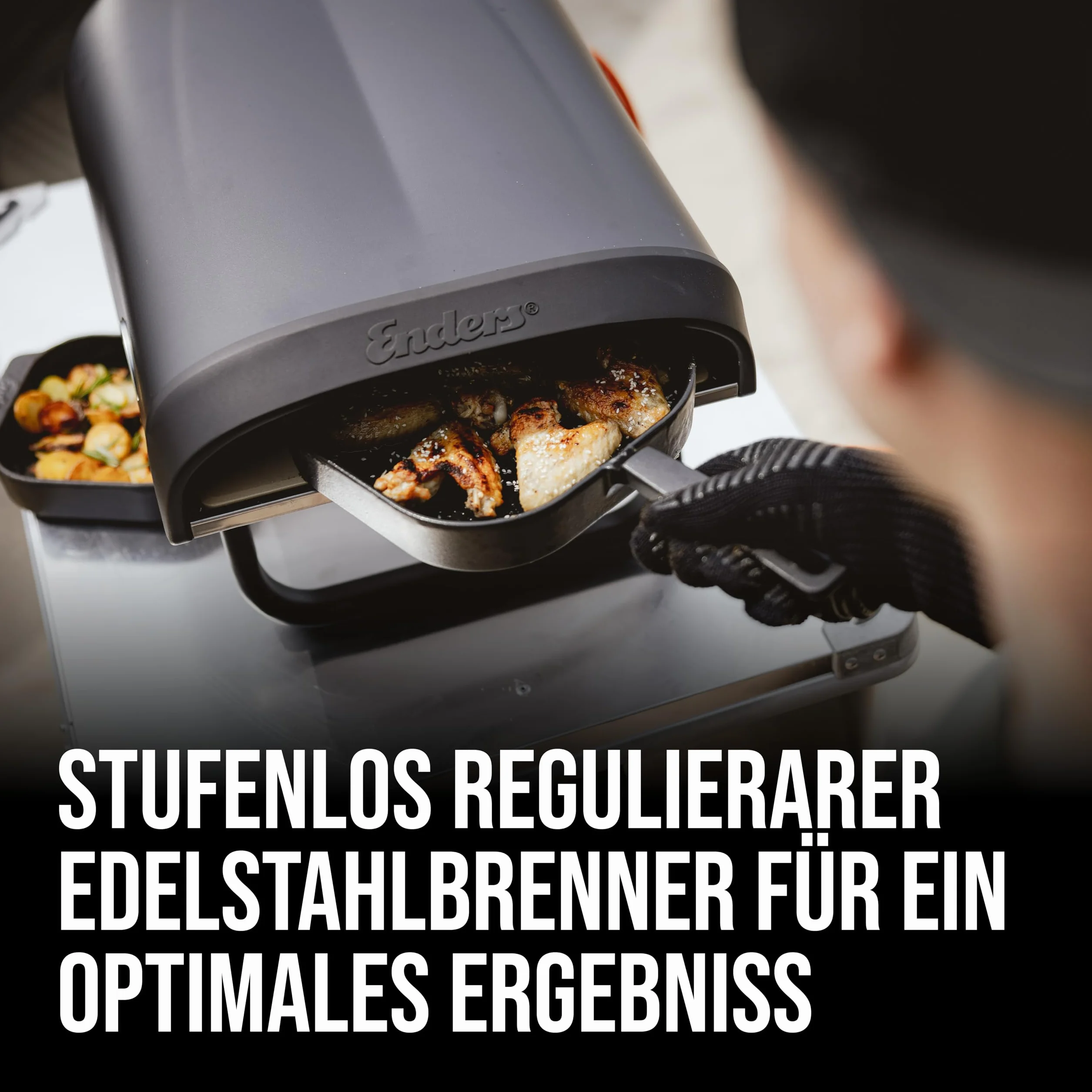 Enders® Piec do pizzy Paco™, kamień do pizzy, termometr, palnik do pizzy, palnik ze stali nierdzewnej, 4 kW, kamień do pizzy kordierytowej, regulowany bezstopniowo palnik ze stali nierdzewnej #31306