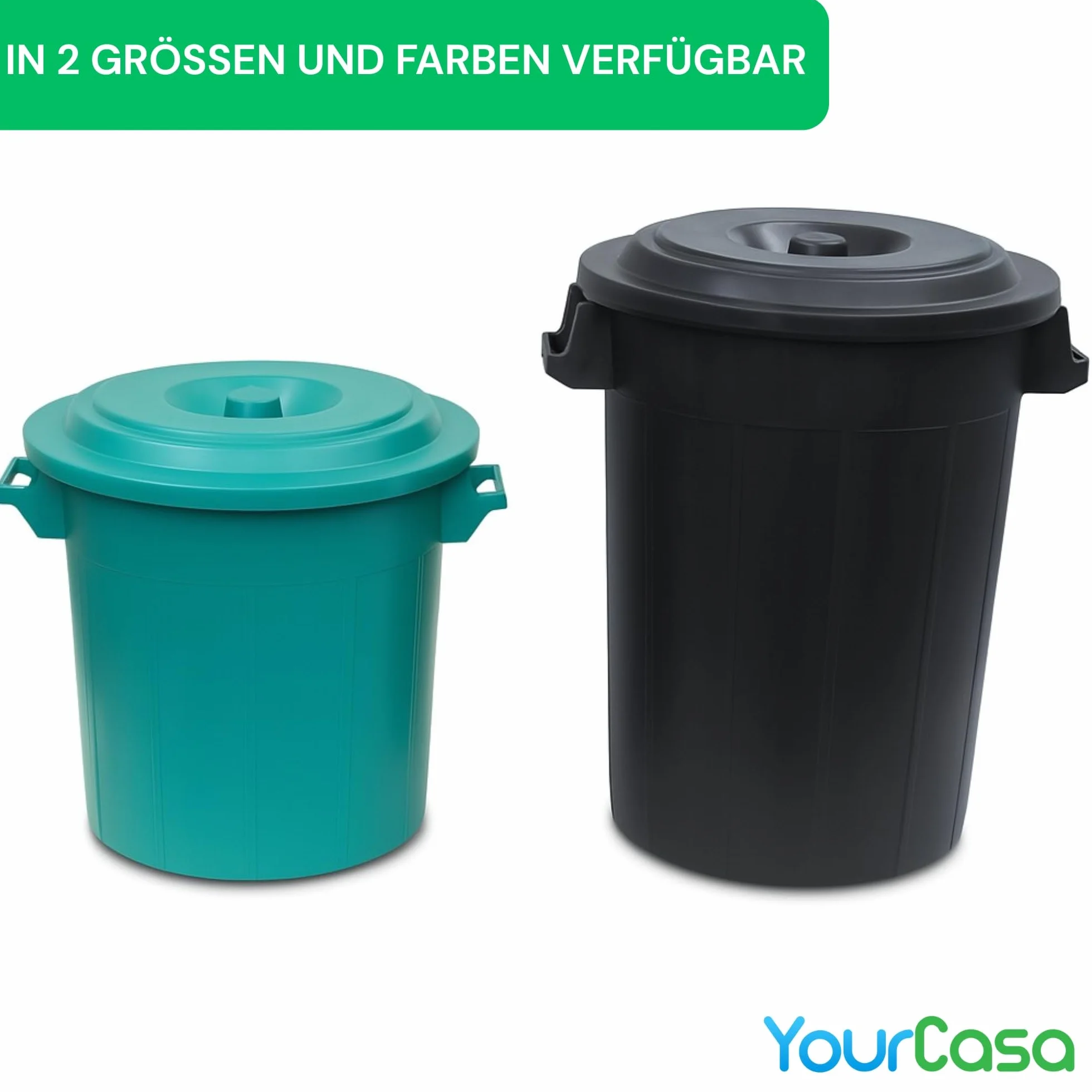 YourCasa Pojemnik na śmieci 70 l – kosz na śmieci z zamykaną pokrywą – pojemnik z uchwytami do przenoszenia do ogrodu – pojemnik na pokarm lub deszczówkę, mały pojemnik na wodę – mały uniwersalny